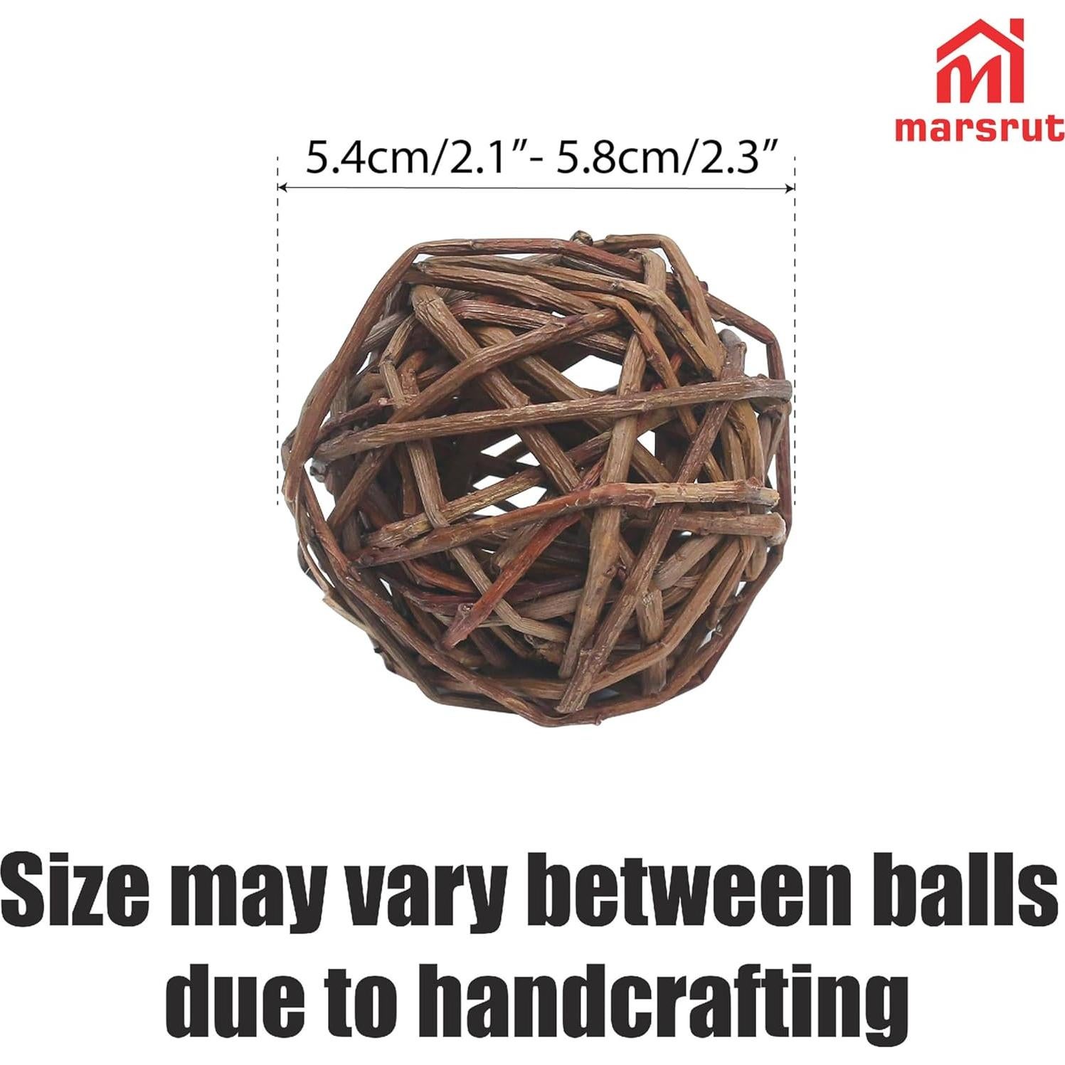 9 Bolas de Mimbre Natural para Mascotas - Juguetes de Masticar