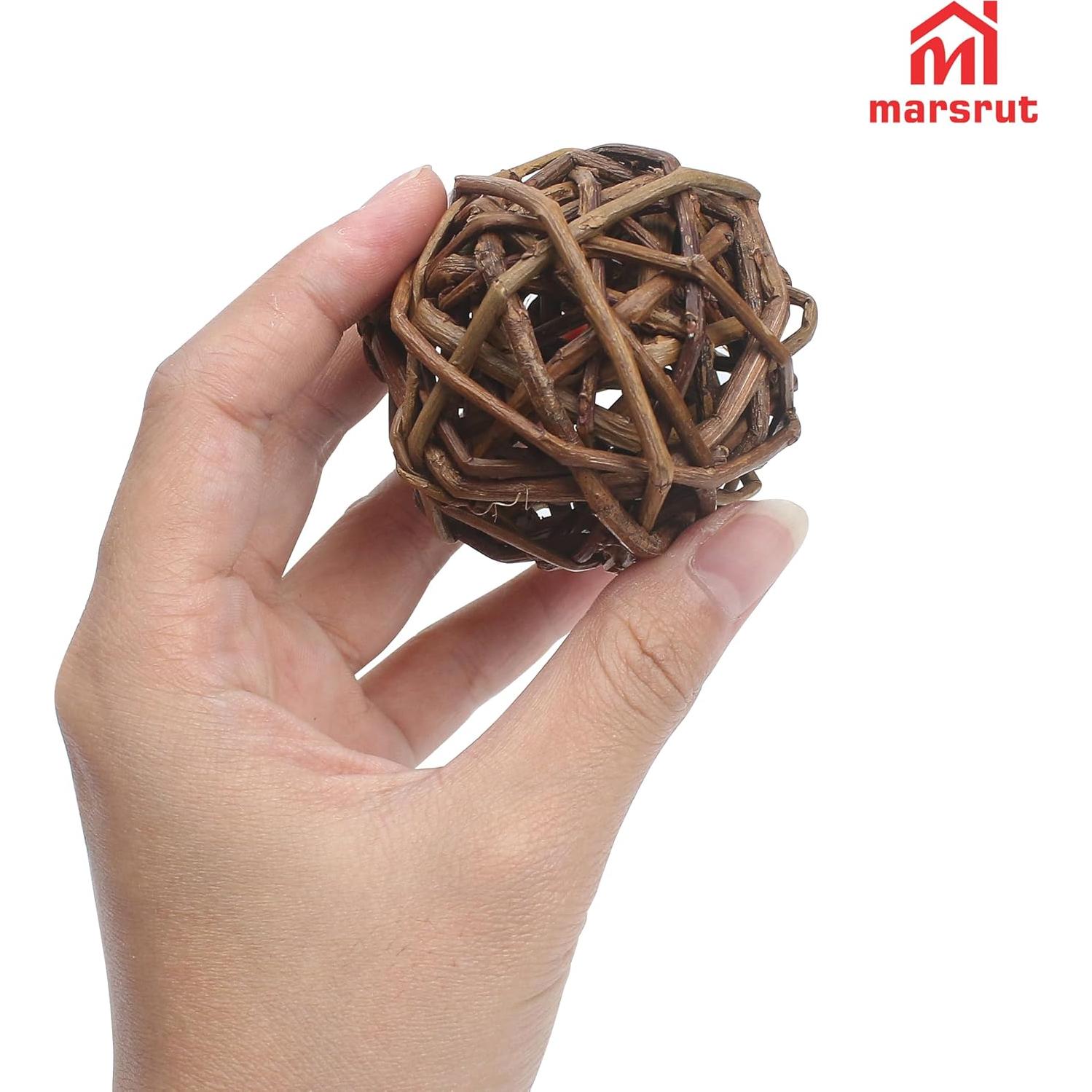 9 Bolas de Mimbre Natural para Mascotas - Juguetes de Masticar