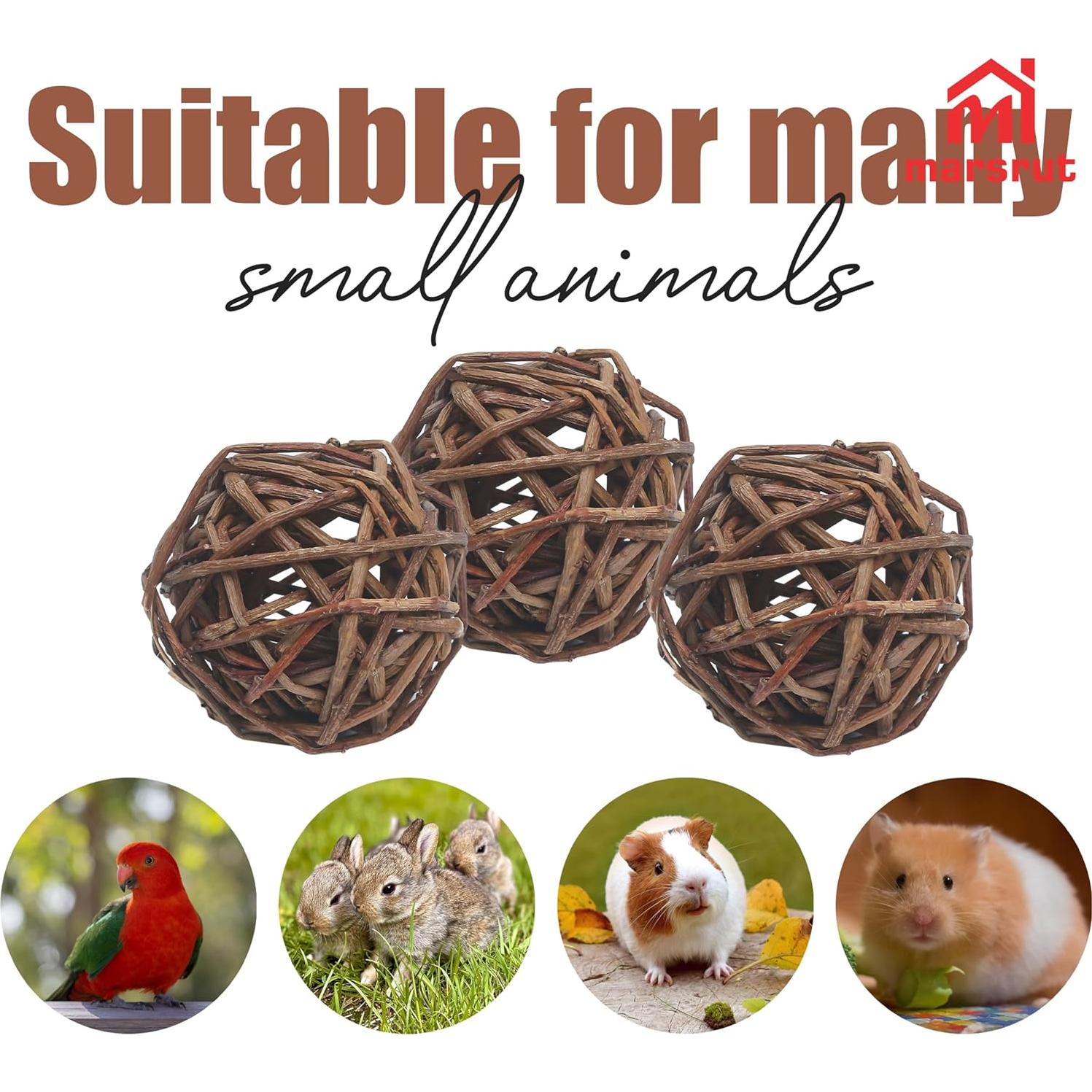 9 Bolas de Mimbre Natural para Mascotas - Juguetes de Masticar