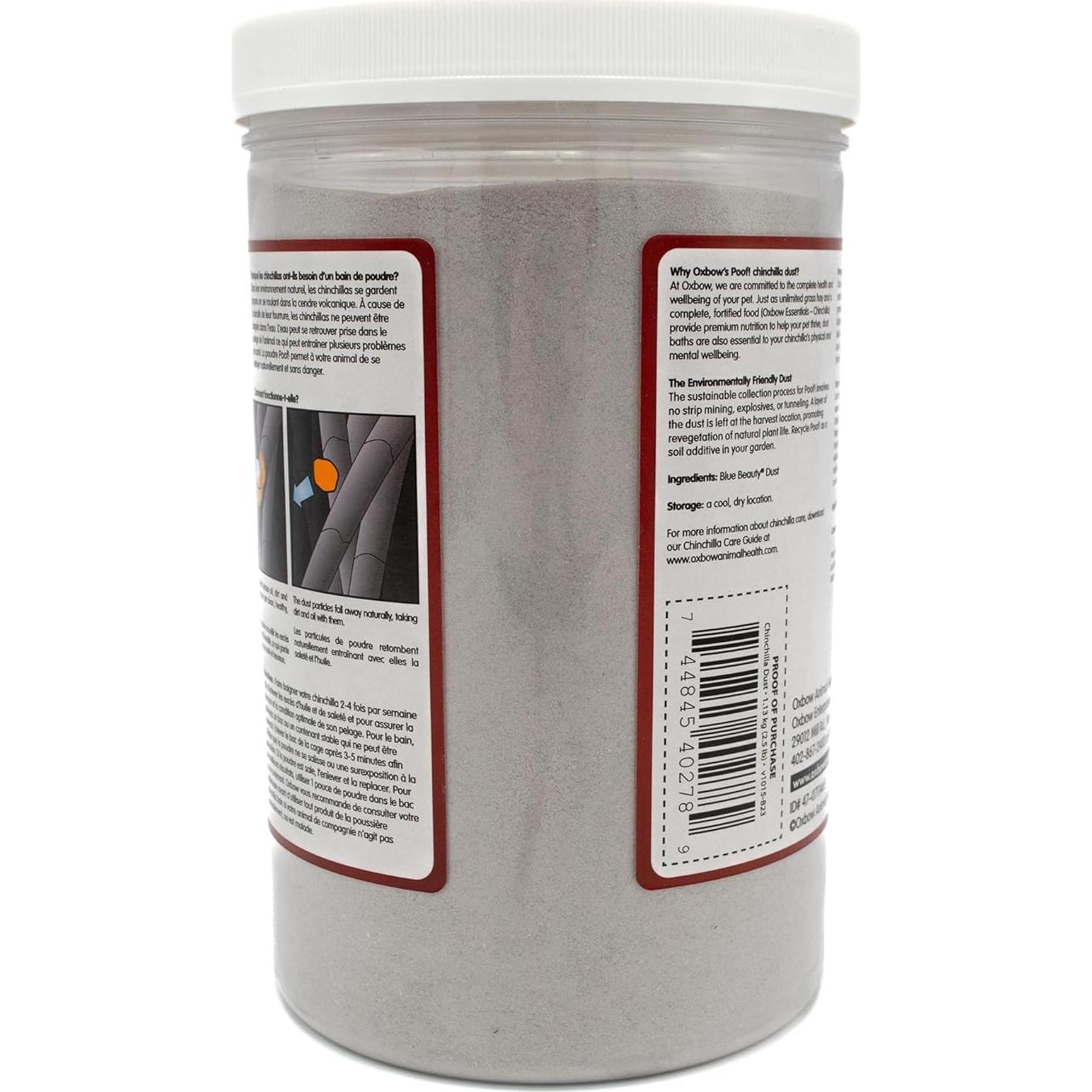 Baño de Polvo Natural Oxbow POOF! para Chinchillas 1.13 kg