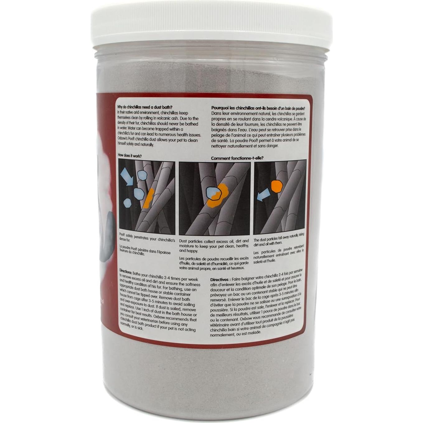 Baño de Polvo Natural Oxbow POOF! para Chinchillas 1.13 kg