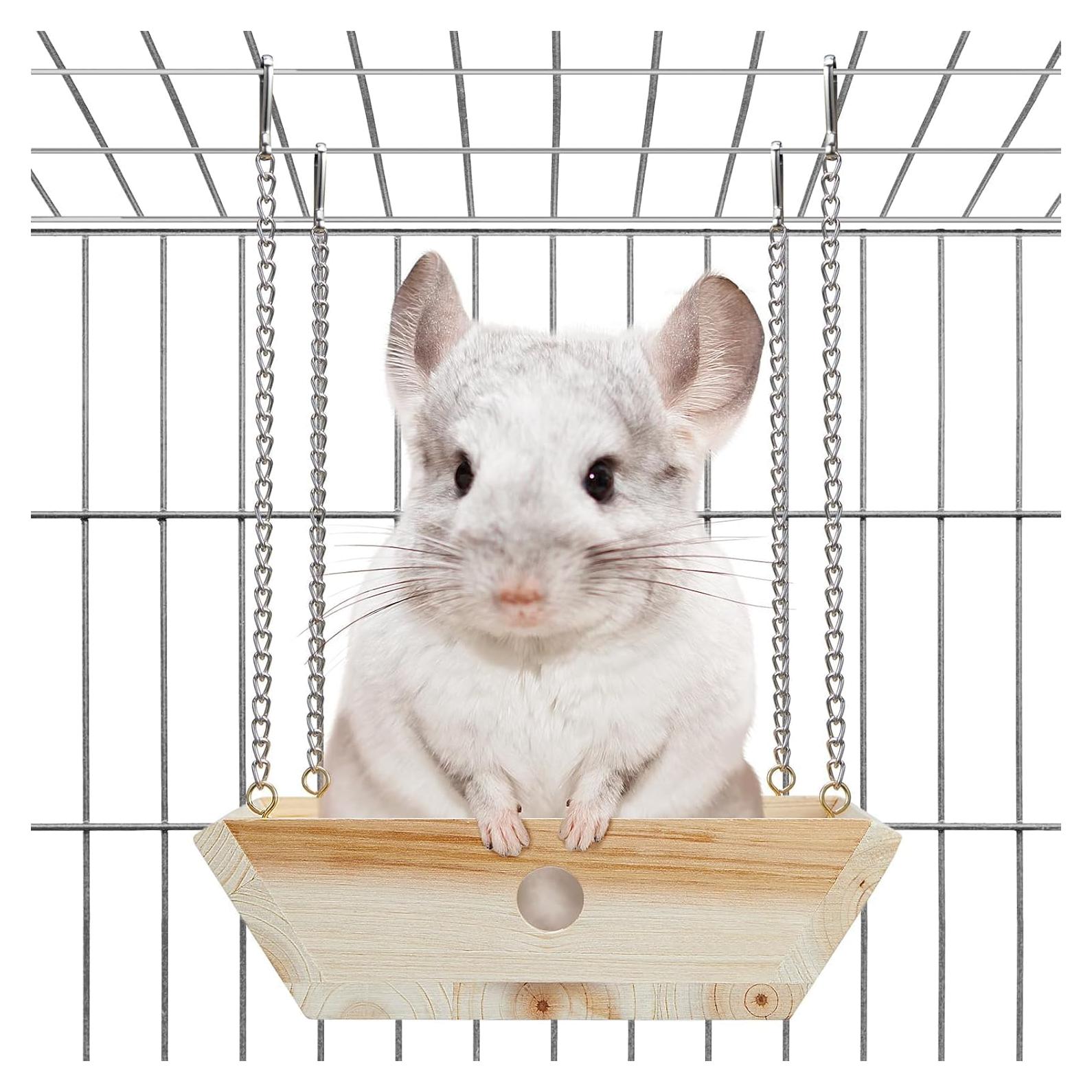 Hamaca de Madera Natural Jevnd para Chinchilla 15.7x14.7cm