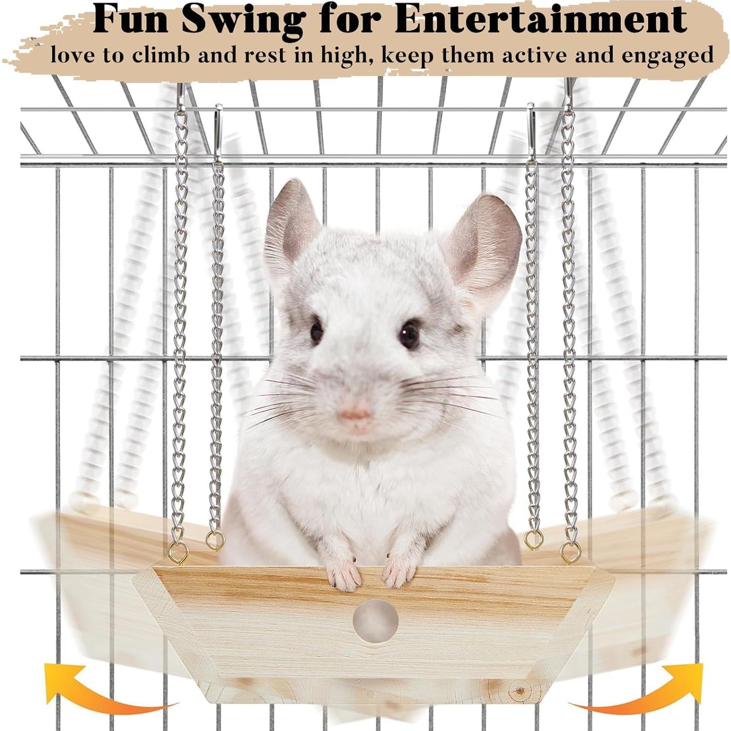 Hamaca de Madera Natural Jevnd para Chinchilla 15.7x14.7cm