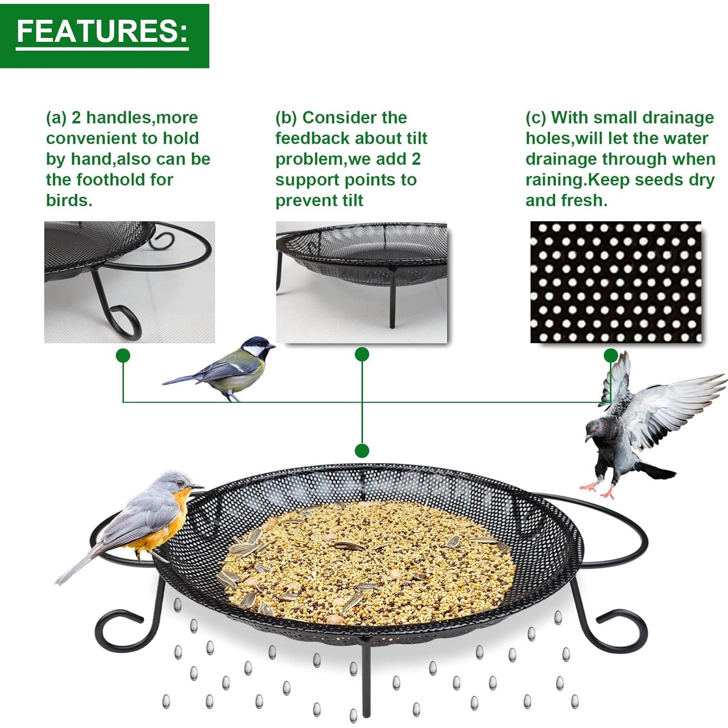Bandeja Grande para Comedero de Aves CQAIRIOU 30 cm Acero Inoxidable