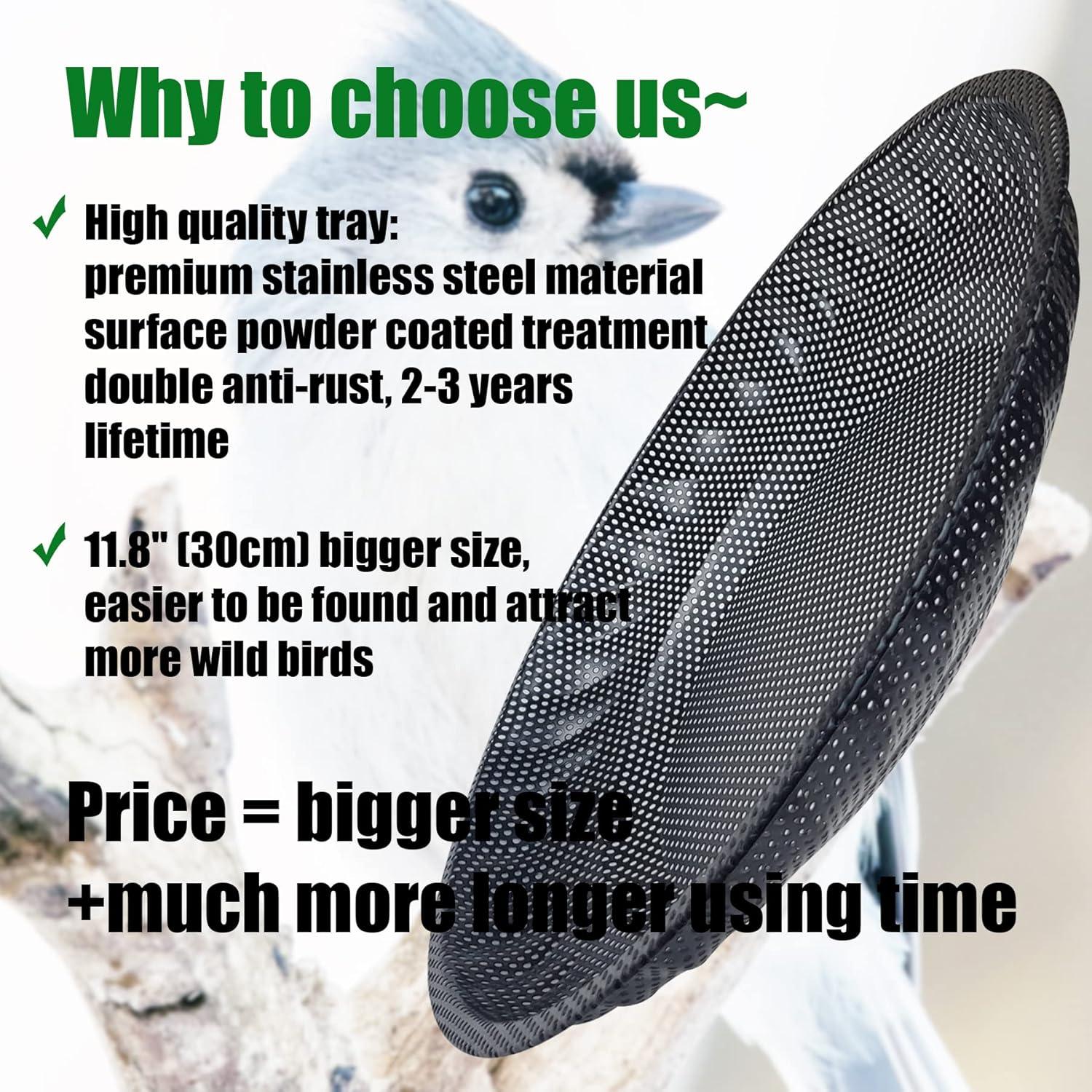 Bandeja Grande para Comedero de Aves CQAIRIOU 30 cm Acero Inoxidable