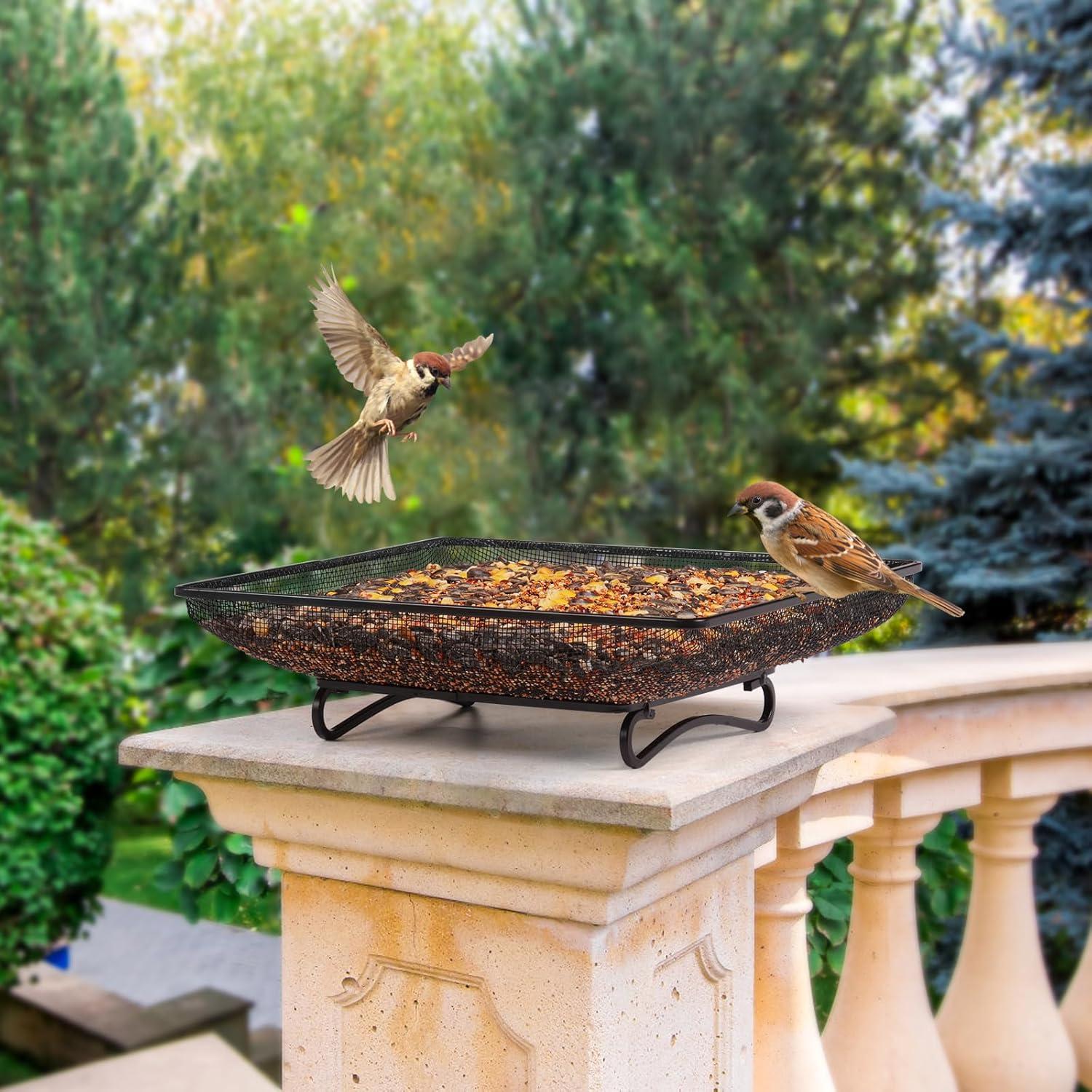 Bandeja Alimentador de Aves MIXXIDEA 28x28 cm Metal Duradero