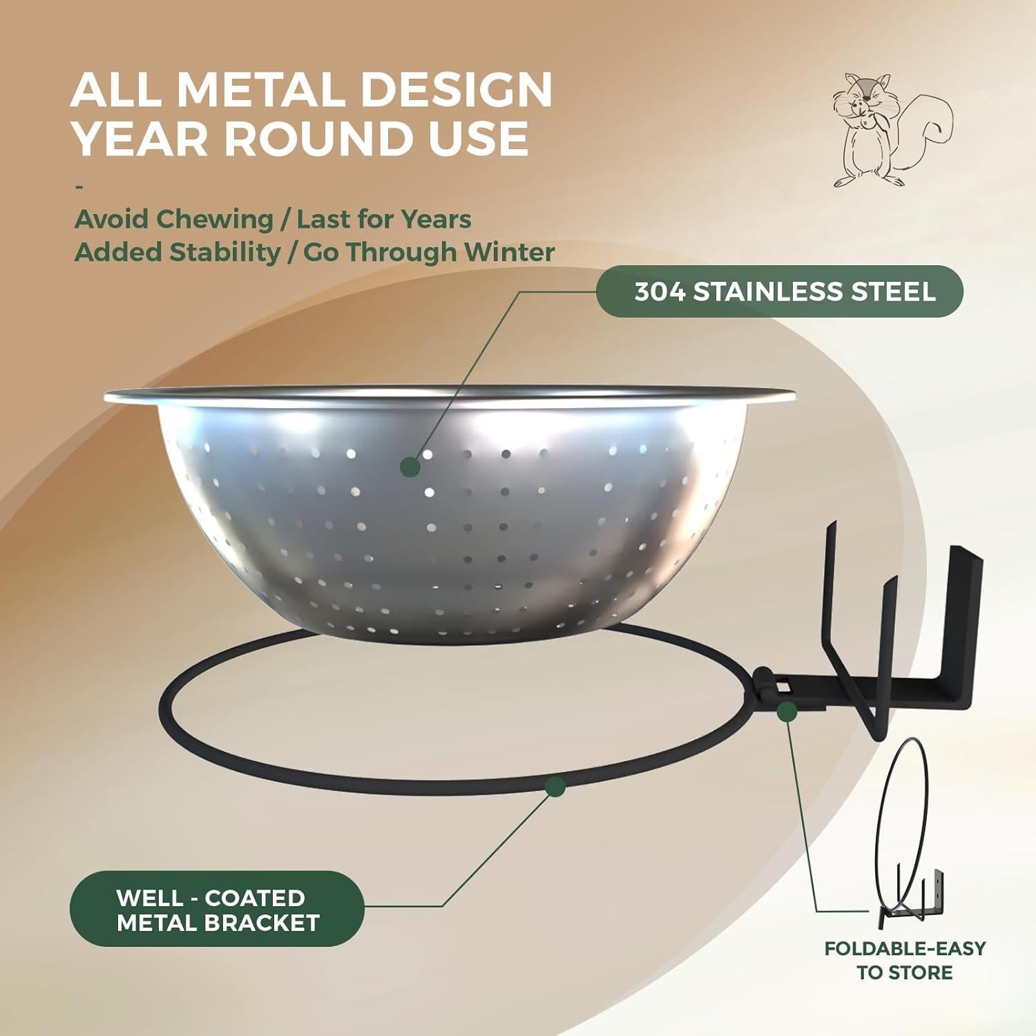 Alimentador para Ardillas Ofasixx de Metal 21.6 cm con Picos