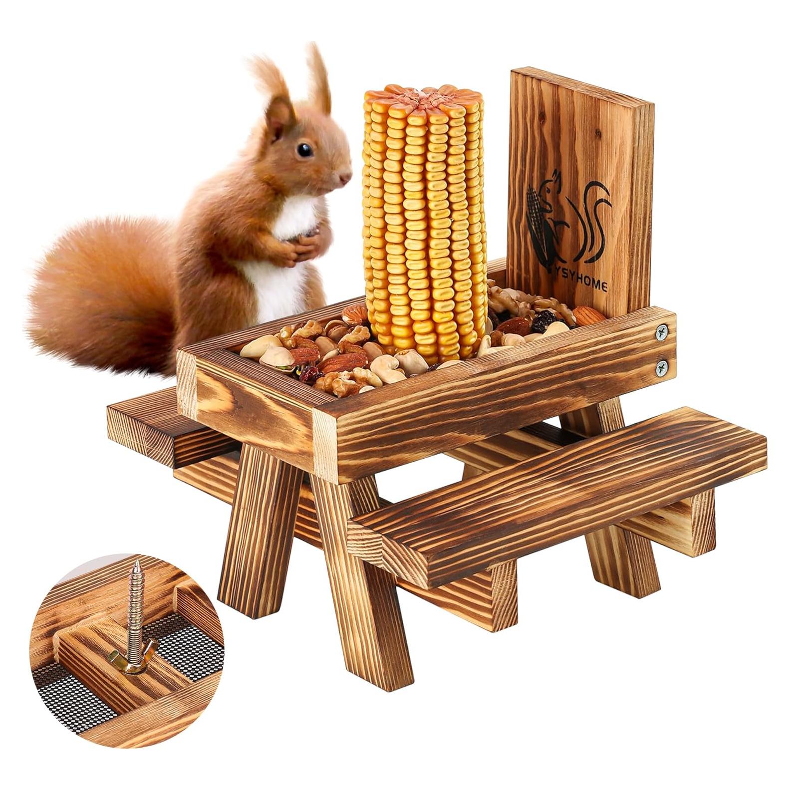 Comedero para Ardillas UUMENHA de Madera Carbonizada