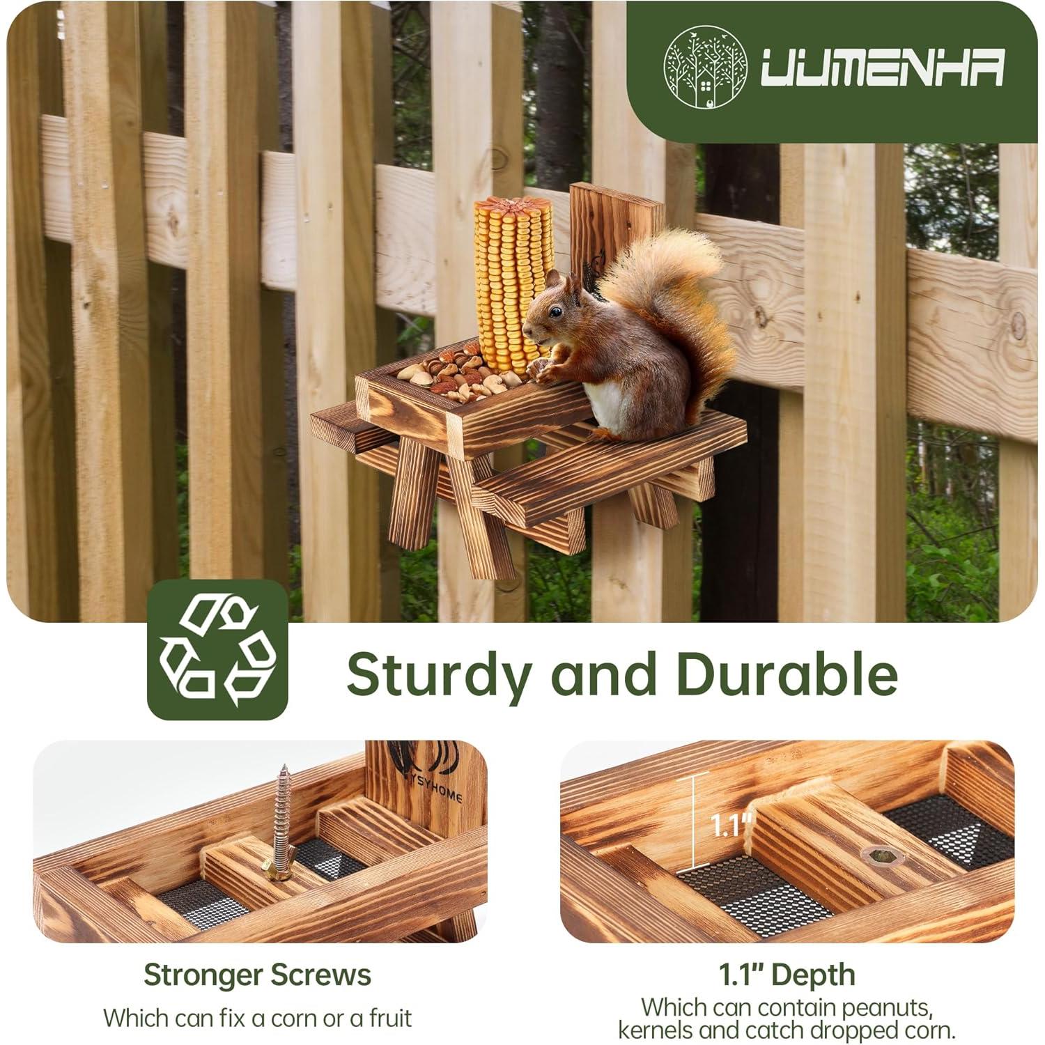 Comedero para Ardillas UUMENHA de Madera Carbonizada