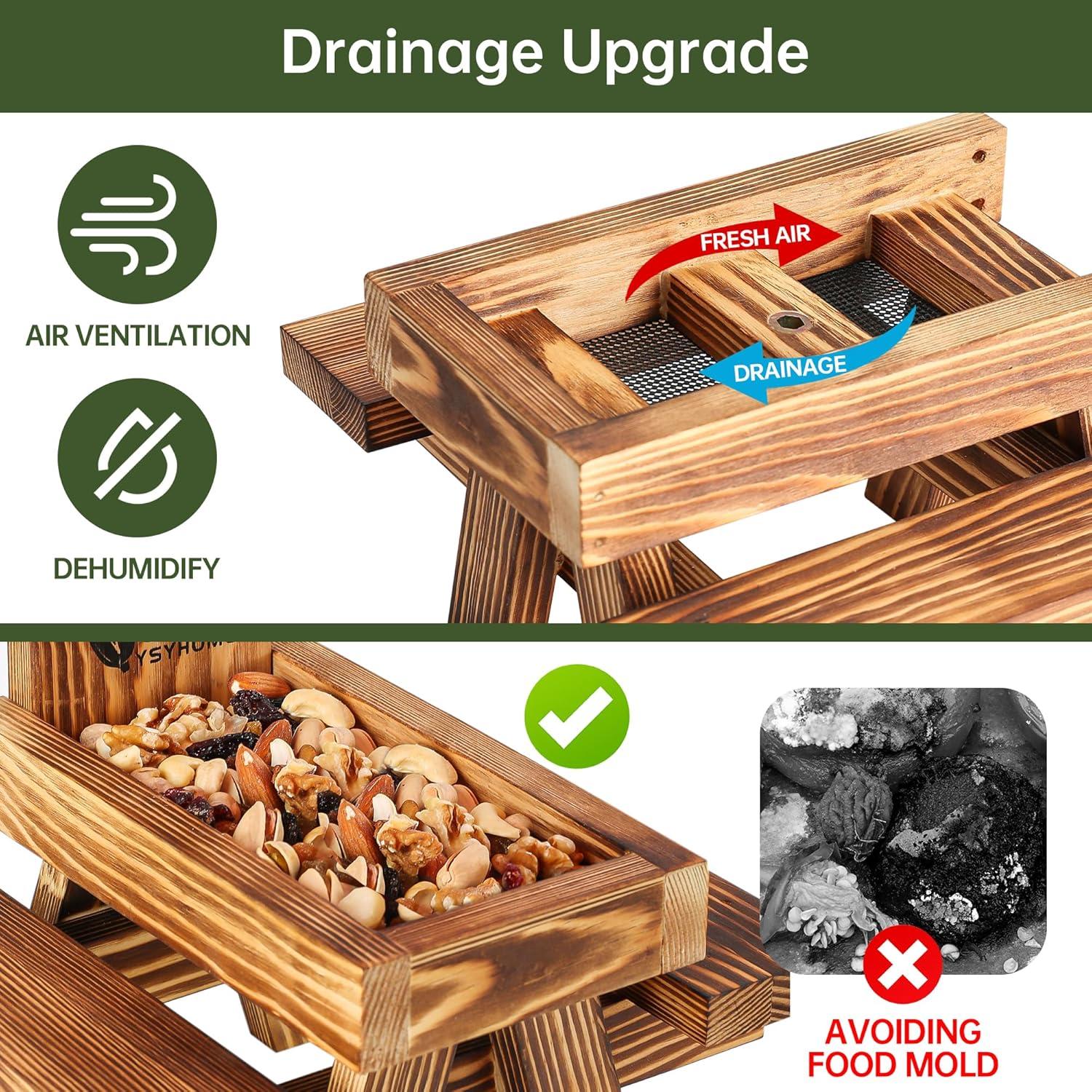 Comedero para Ardillas UUMENHA de Madera Carbonizada