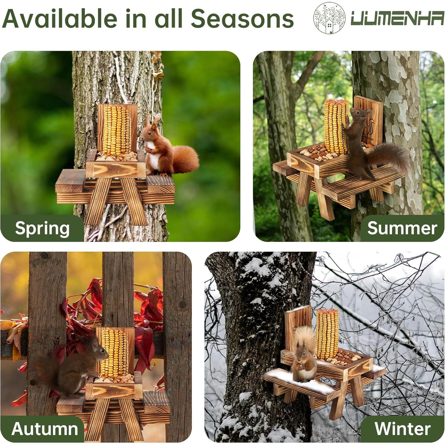 Comedero para Ardillas UUMENHA de Madera Carbonizada