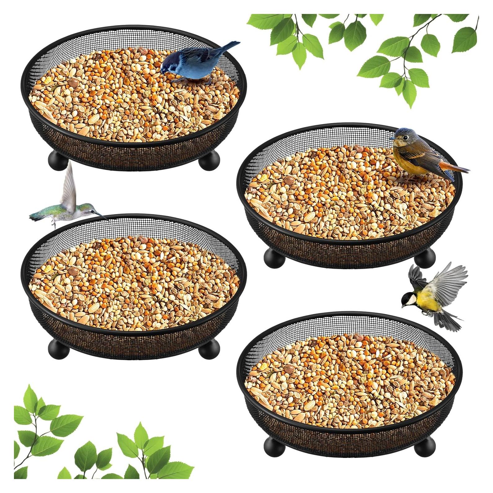 Comedero para Aves Nuogo 4 Pcs Redondo 17.99 cm Metal Antióxido