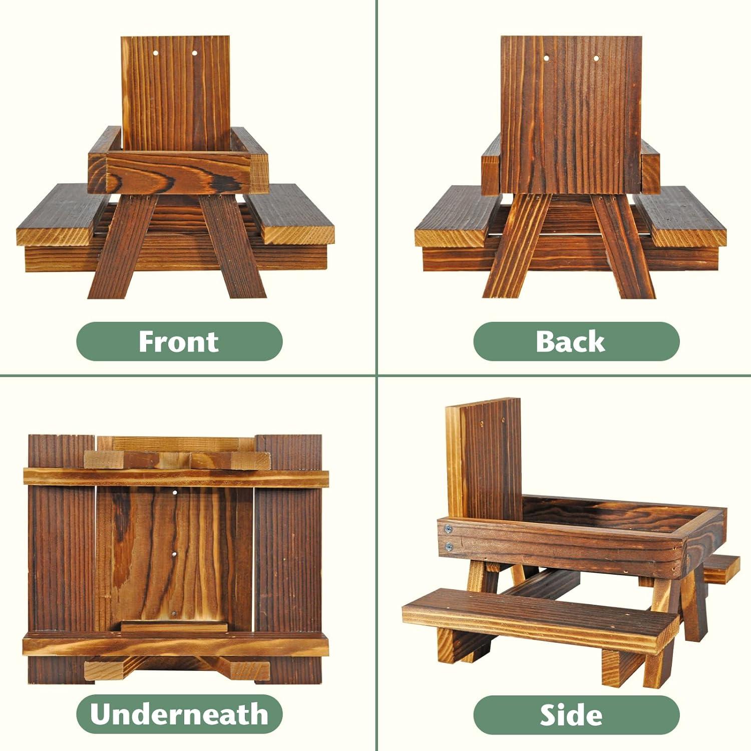 Comedero para Ardillas NB2GHYQJ con Paraguas y Soporte de Madera