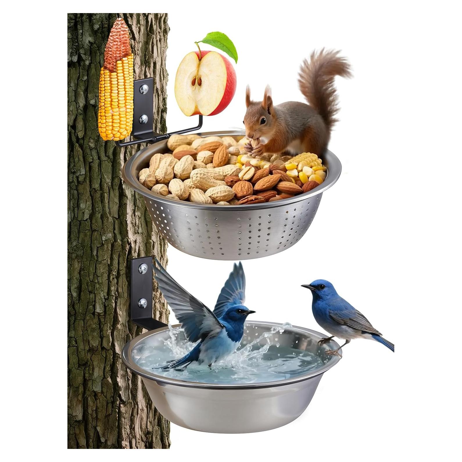 Comedero para Ardillas y Aves TKMSV 1.4L Doble Acero Inoxidable