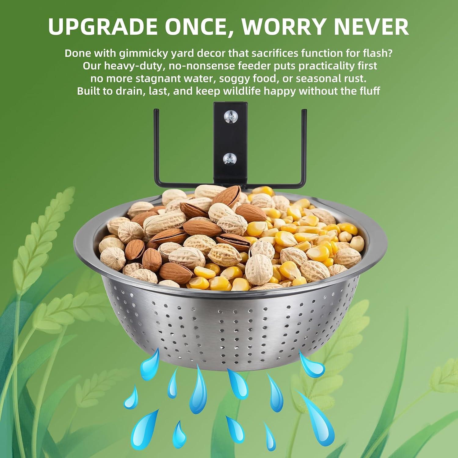 Comedero para Ardillas y Aves TKMSV 1.4L Doble Acero Inoxidable