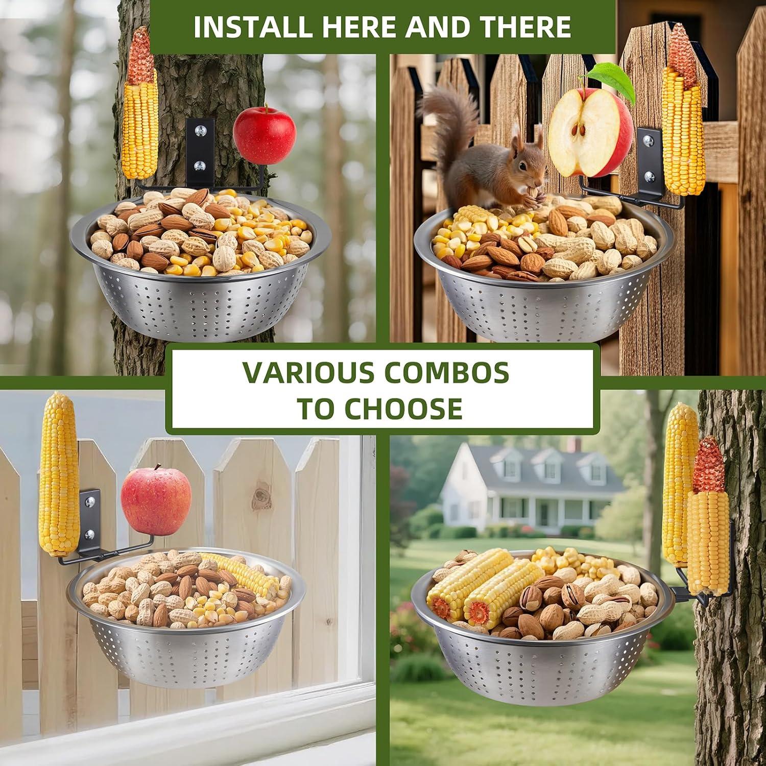 Comedero para Ardillas y Aves TKMSV 1.4L Doble Acero Inoxidable