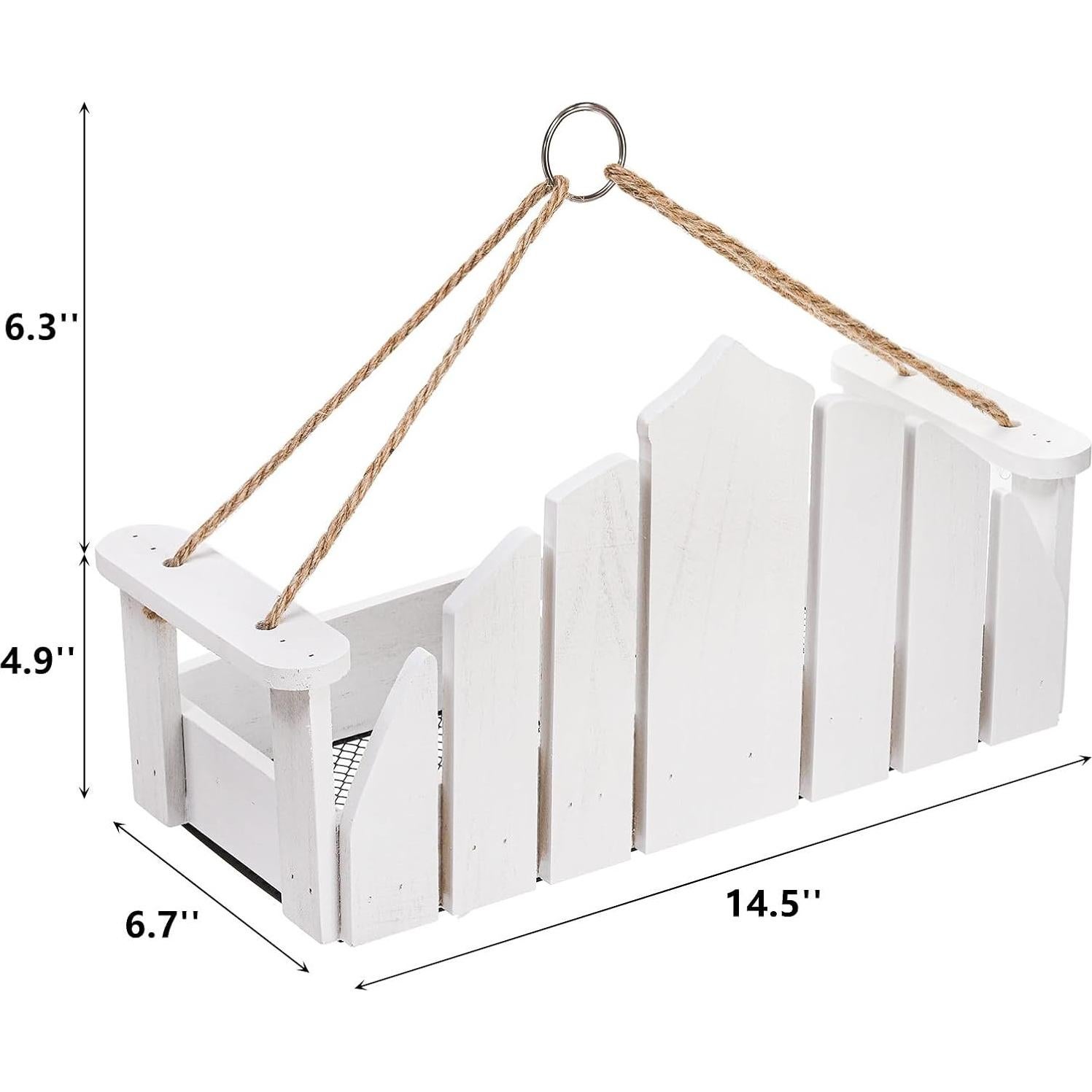 Comedero para Aves Colgante DEAYOU de Madera Blanco 39.9x17cm