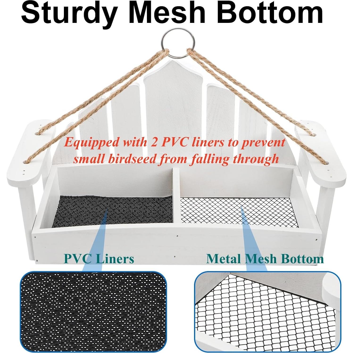 Comedero para Aves Colgante DEAYOU de Madera Blanco 39.9x17cm