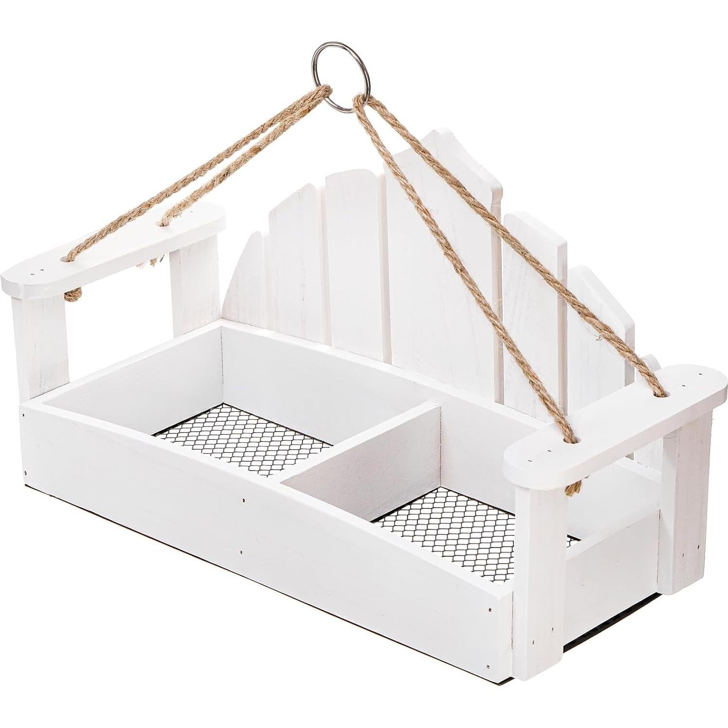 Comedero para Aves Colgante DEAYOU de Madera Blanco 39.9x17cm