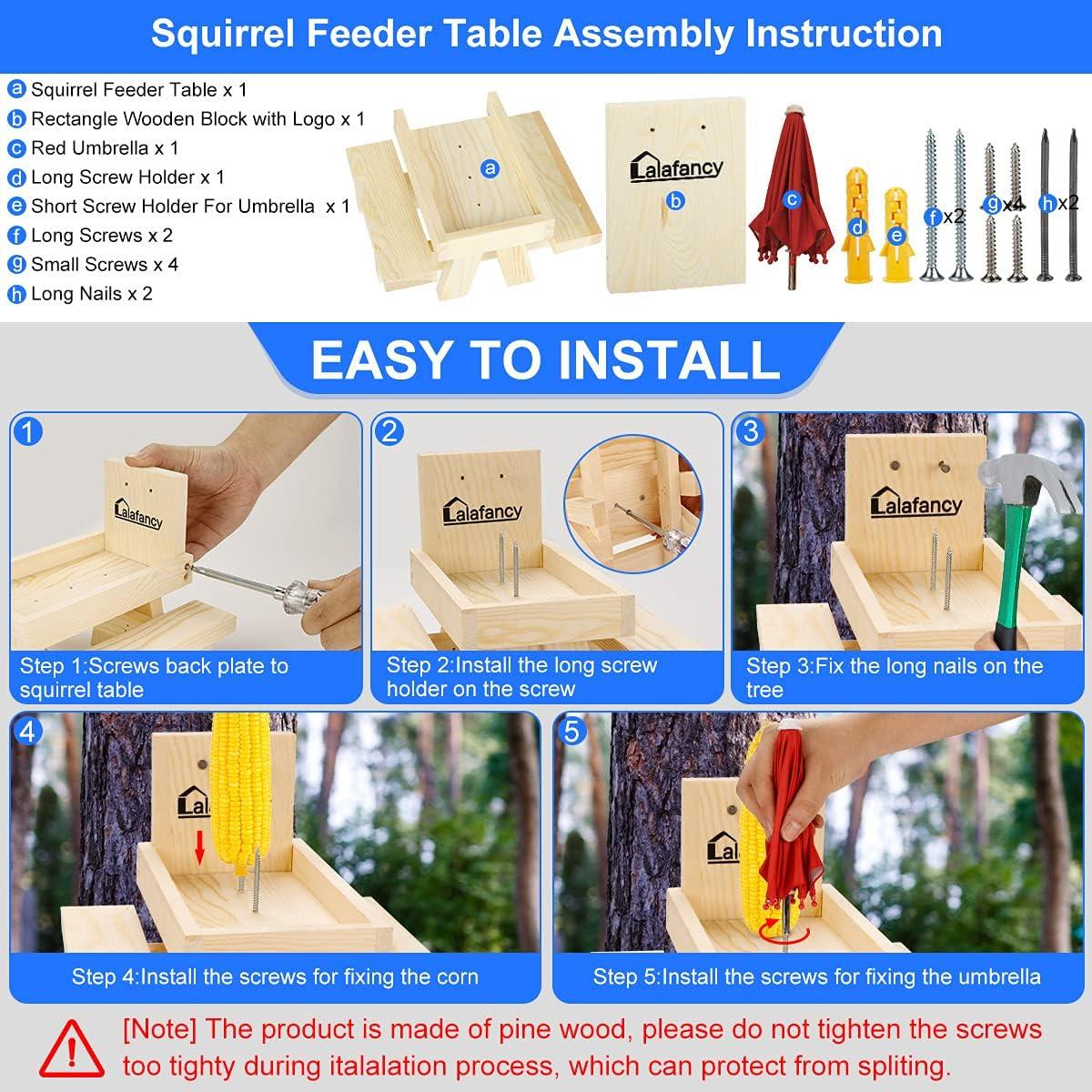 Comedero para Ardillas Lalafancy de Madera con Paraguas