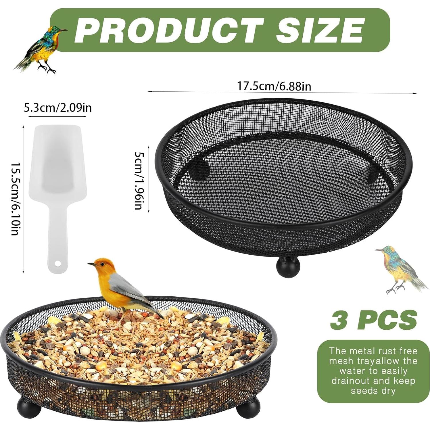 Comedero para Aves de Plataforma BUWUSMU - 3 Pcs Metal 17 cm