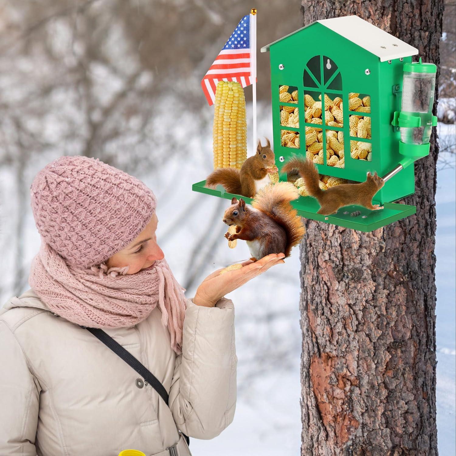 Comedero de Ardilla YOBTEOY de Metal Colgante para Exterior