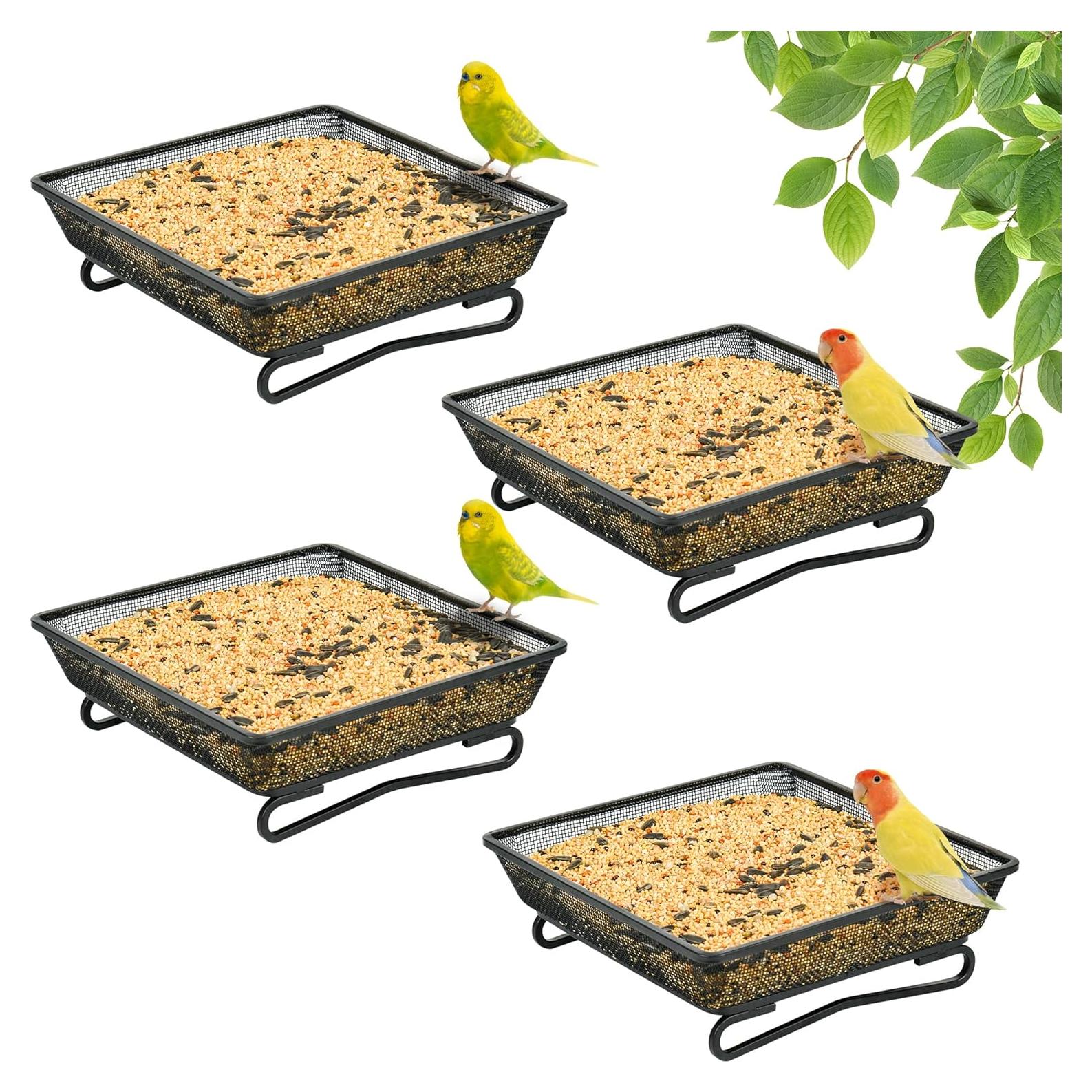 4 Bandejas de Alimentación para Aves TREEHAC 17.8x17.8cm Metal