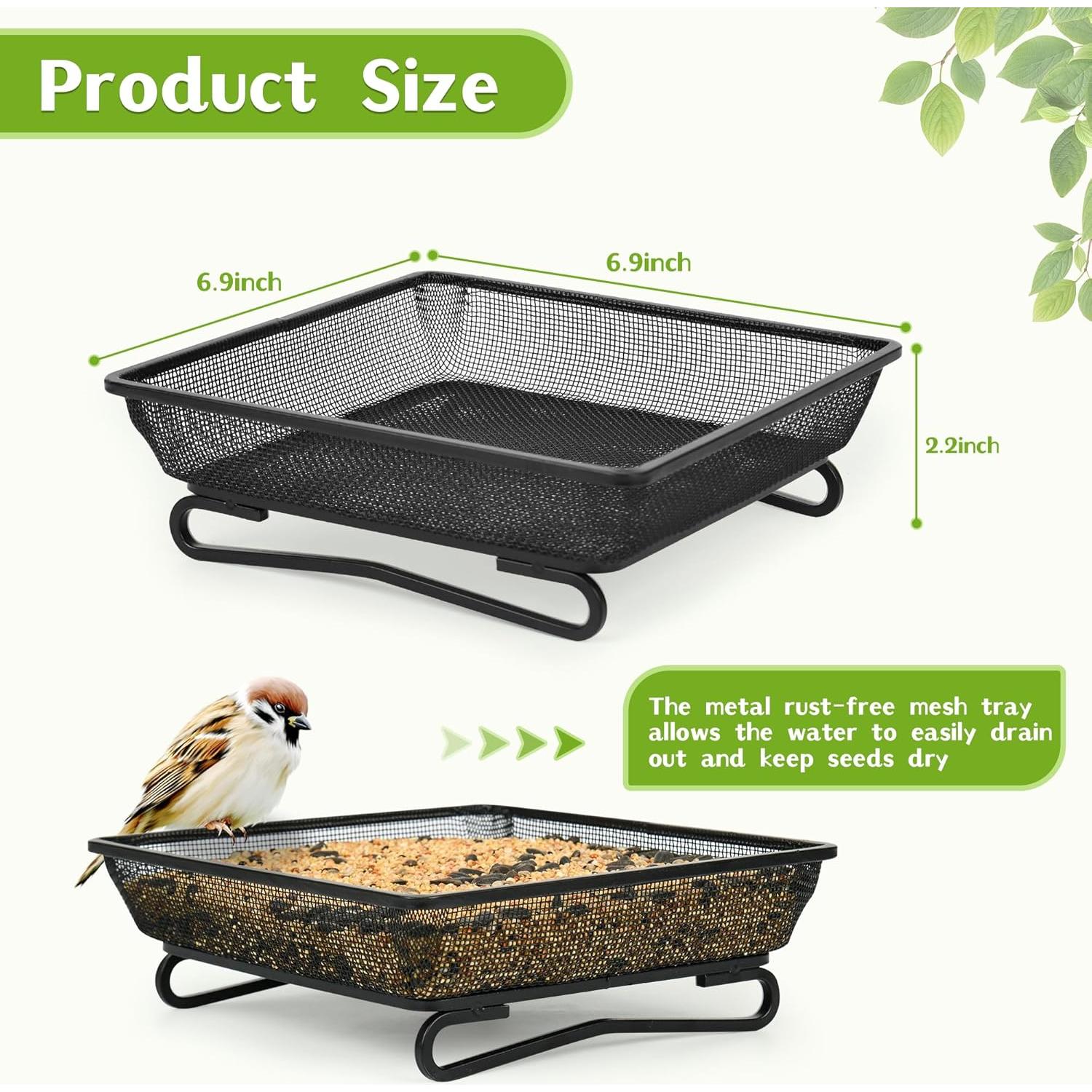 4 Bandejas de Alimentación para Aves TREEHAC 17.8x17.8cm Metal