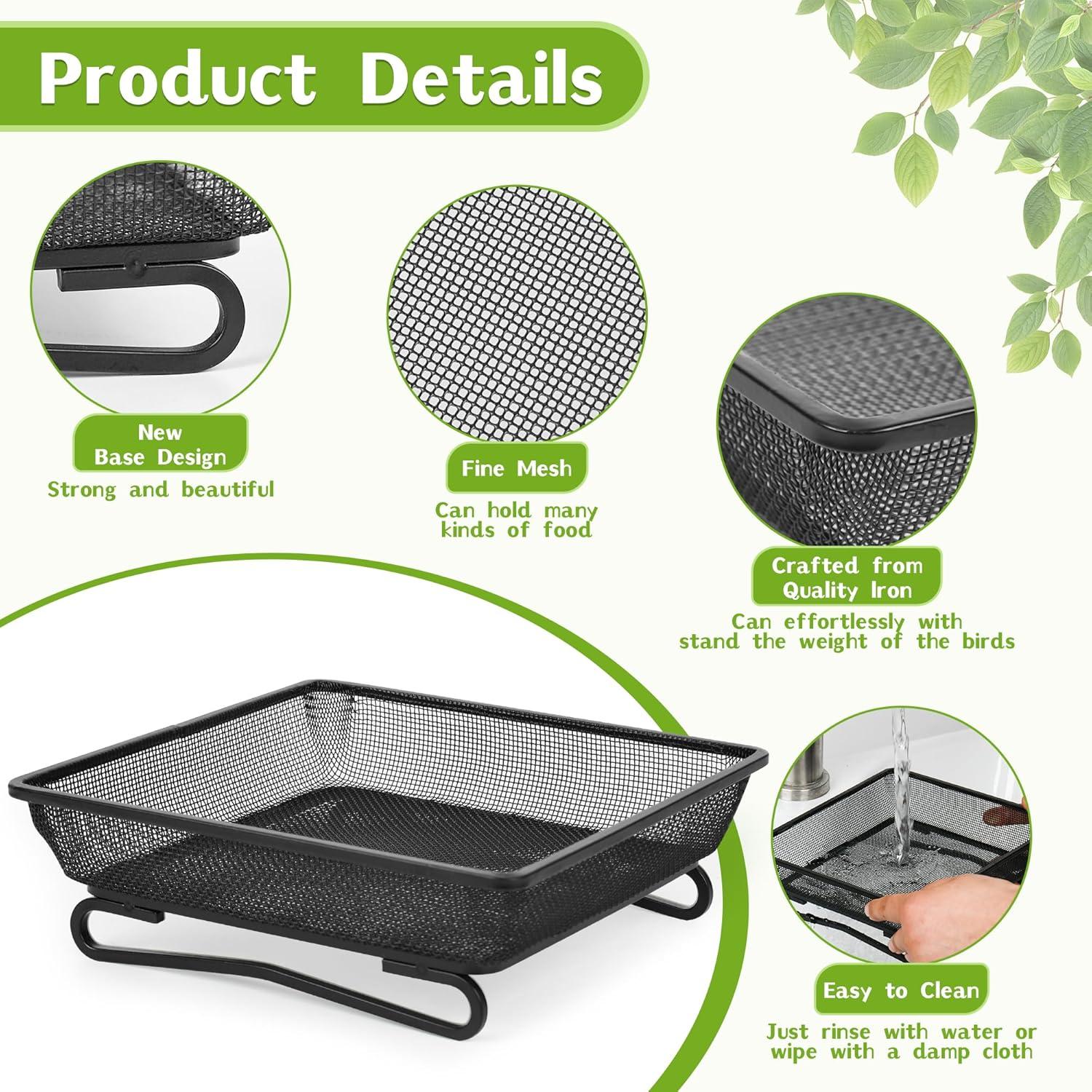4 Bandejas de Alimentación para Aves TREEHAC 17.8x17.8cm Metal