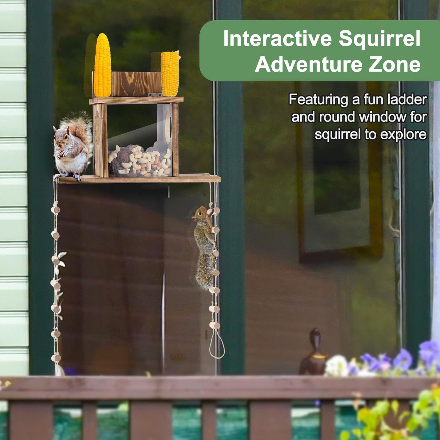 Comedero para Ardillas Enhon de Ventana con Escalera y Acrílico