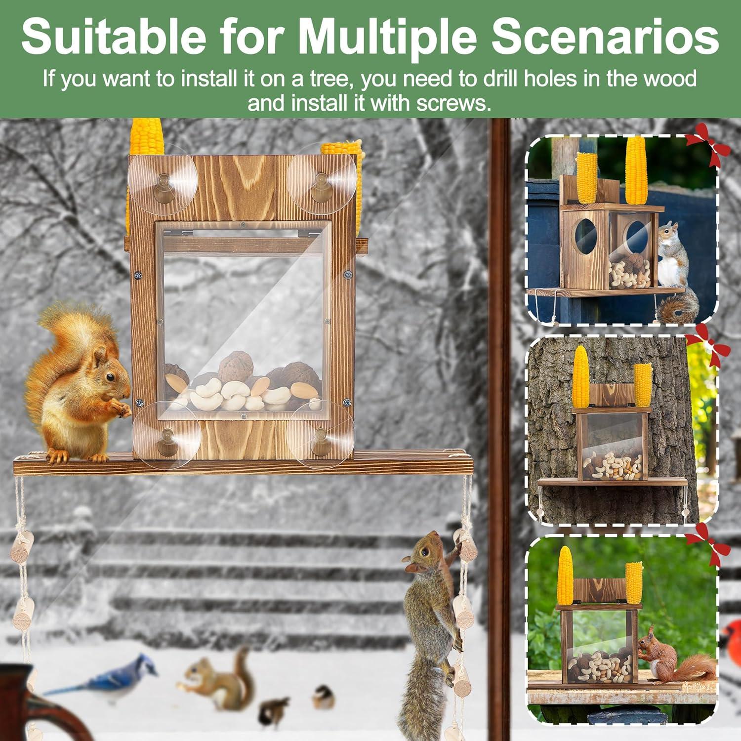 Comedero para Ardillas Enhon de Ventana con Escalera y Acrílico