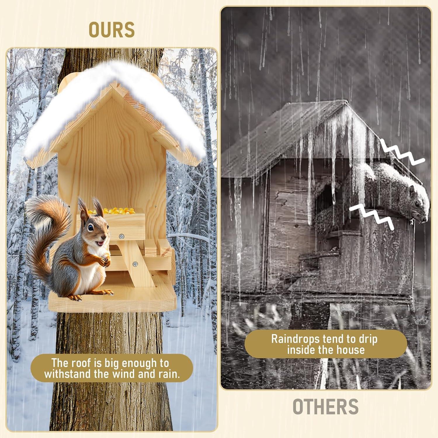 Comedero para Ardillas UNQBWE con Tejado y 2 Bancos 31x29 cm