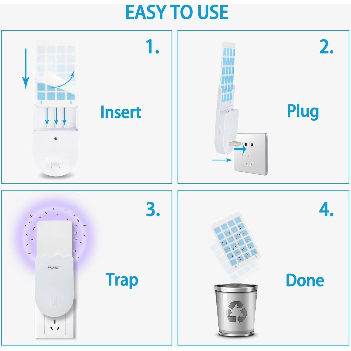 Paquete de 10 tarjetas adhesivas TOADWILL para trampa de moscas