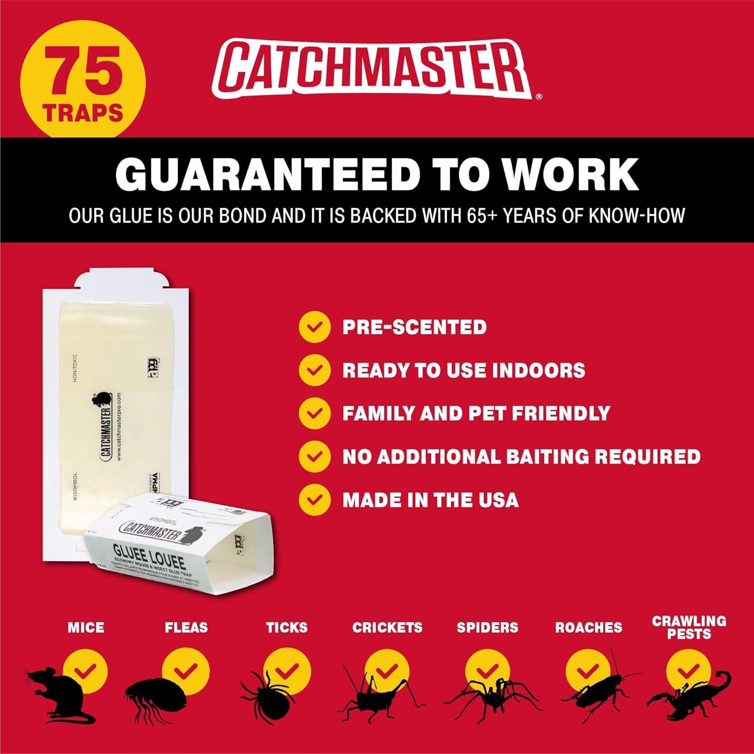 Trampas de Pegamento Catchmaster para Ratones e Insectos - 75 Unidades