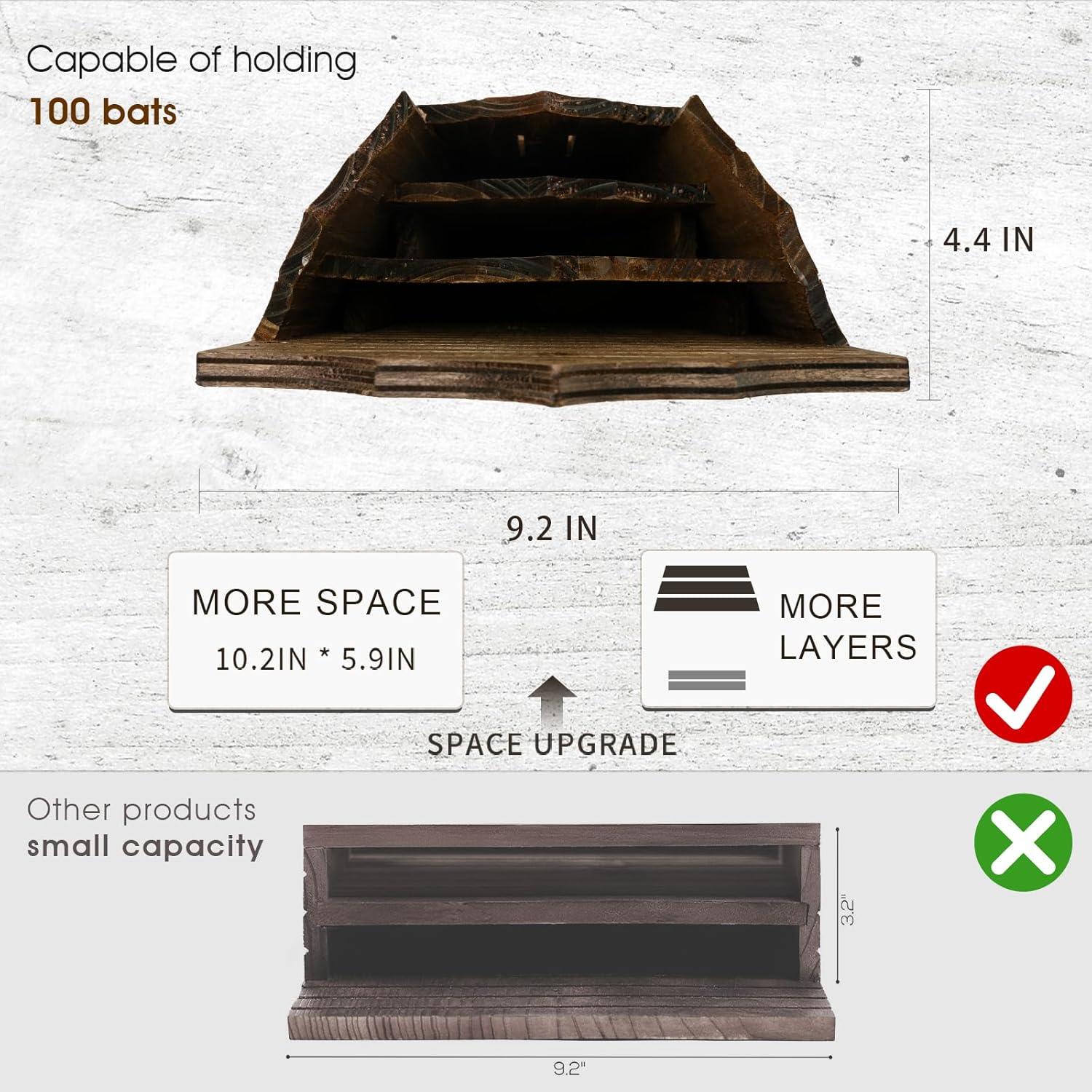 Casa de Murciélagos de Madera VIREESR 3 Cámaras 42.4x27.9cm