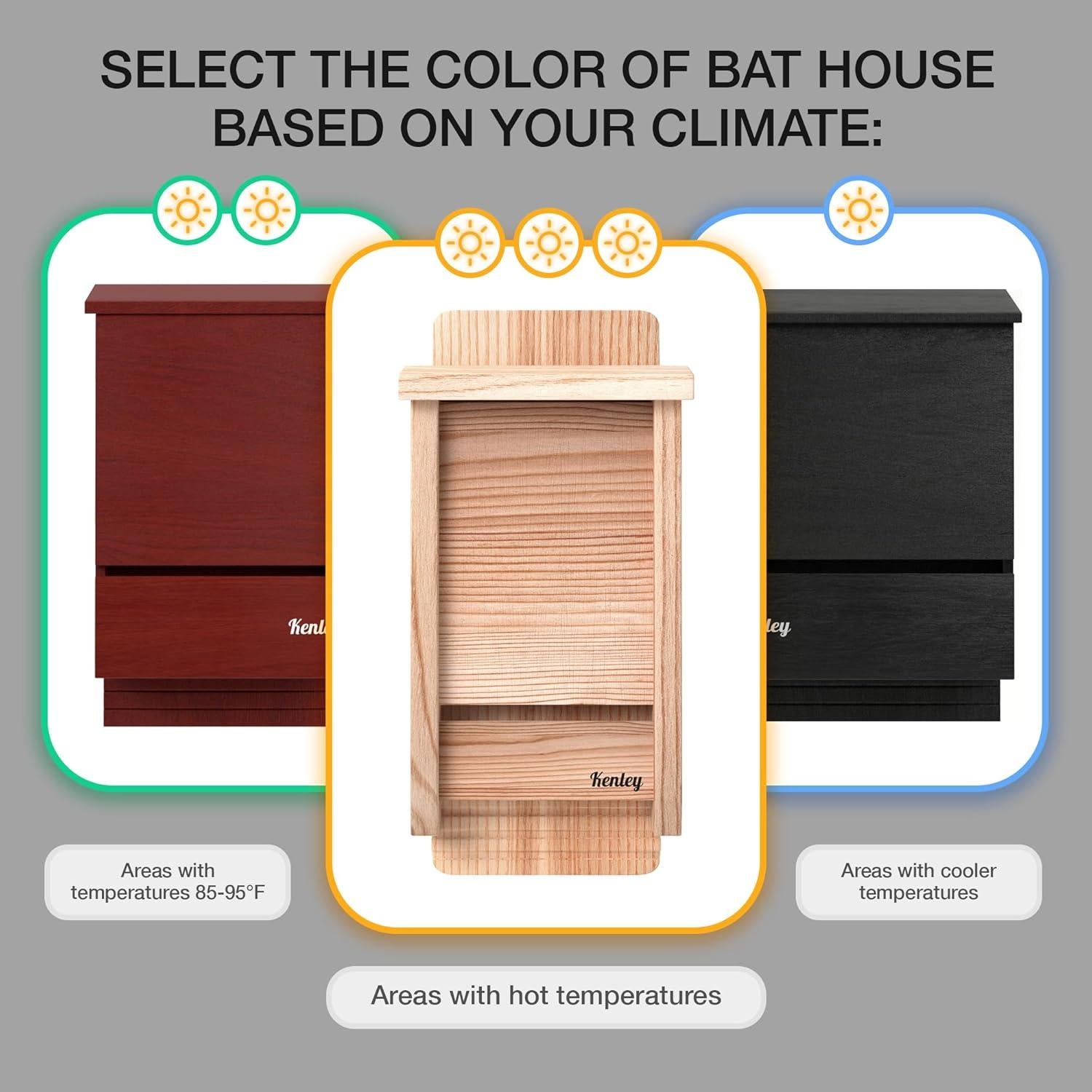 Casa de Murciélagos Kenley de Madera de Cedro - 1 Cámara