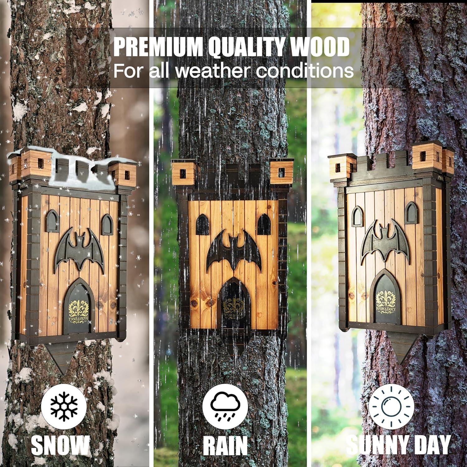 Casa de Murciélagos Furry & Fancy de Madera 2 Cámaras 80 Murciélagos