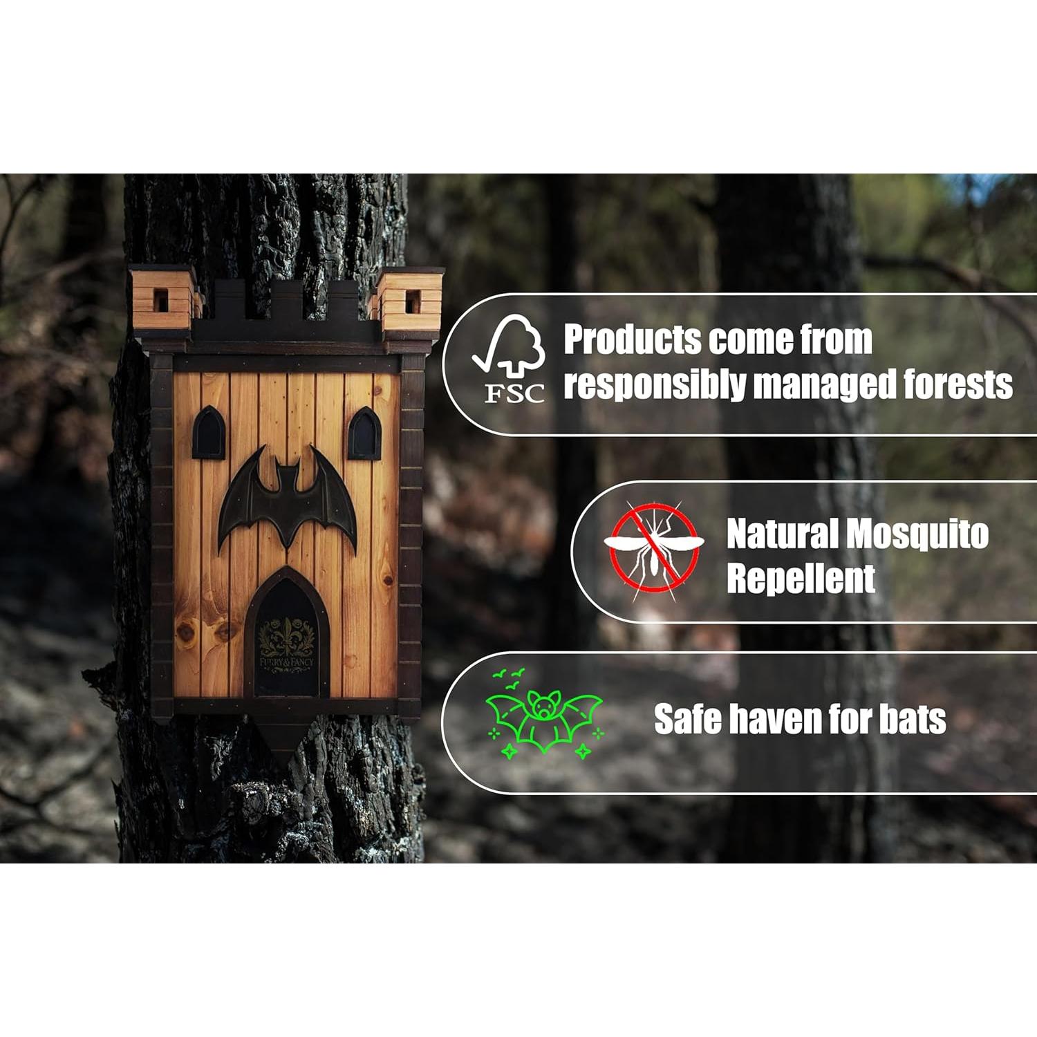 Casa de Murciélagos Furry & Fancy de Madera 2 Cámaras 80 Murciélagos