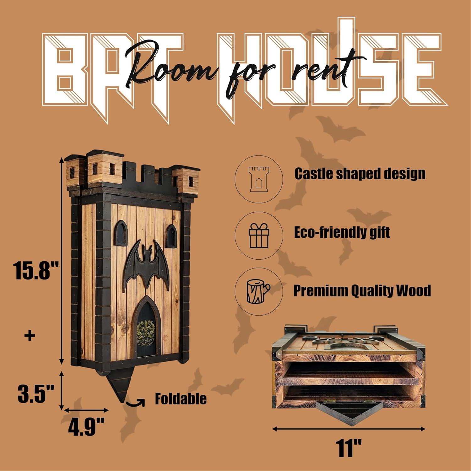 Casa de Murciélagos Furry & Fancy de Madera 2 Cámaras 80 Murciélagos