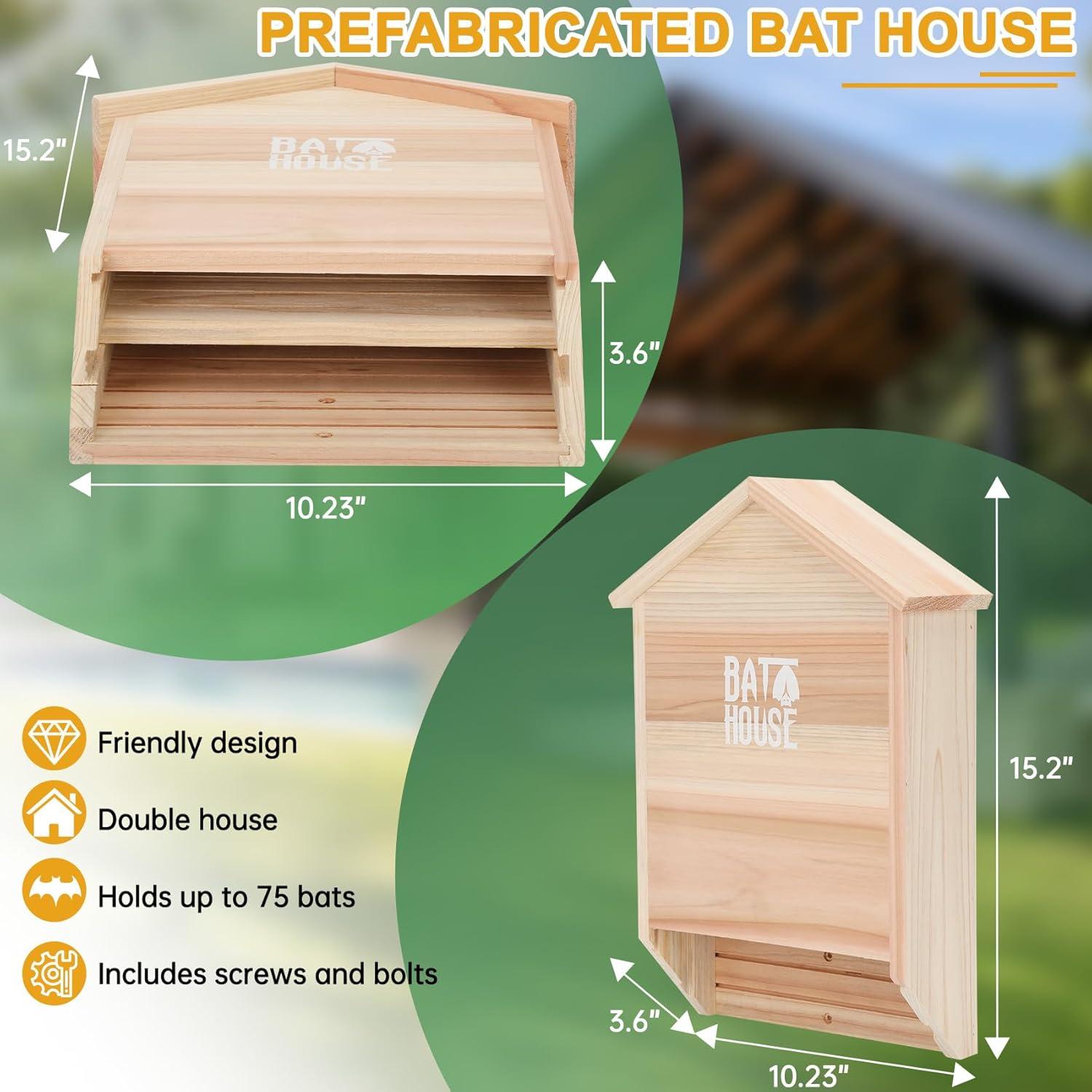 Casa para Murciélagos Sobalai de Madera de Cedro 2 Cámaras