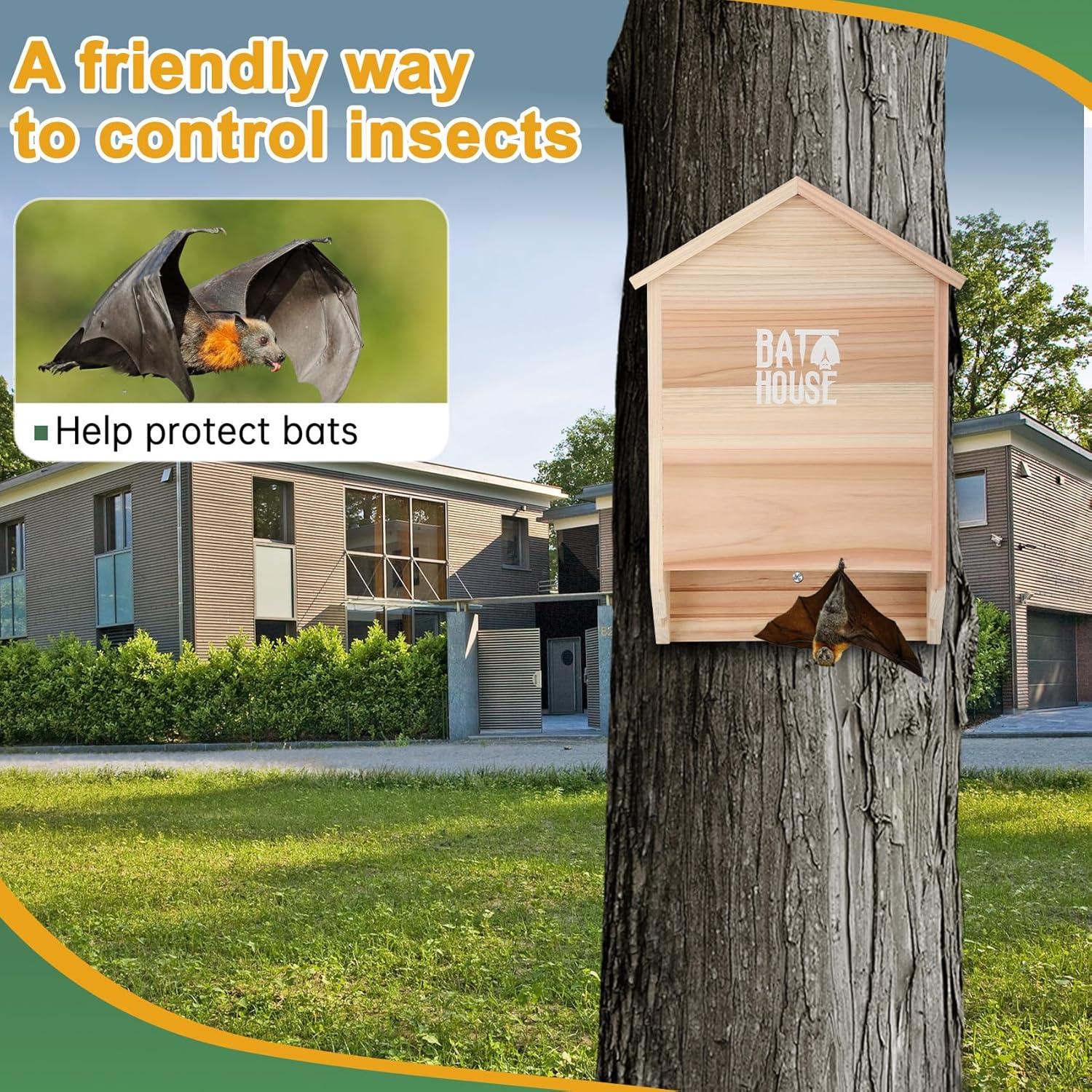 Casa para Murciélagos Sobalai de Madera de Cedro 2 Cámaras