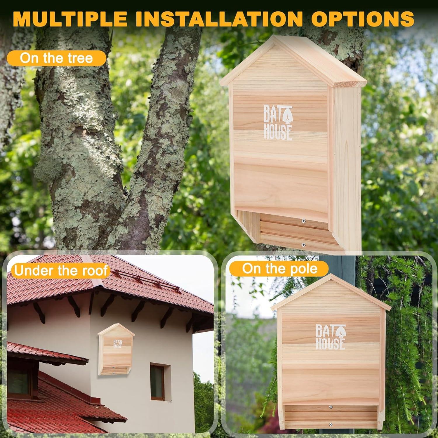 Casa para Murciélagos Sobalai de Madera de Cedro 2 Cámaras