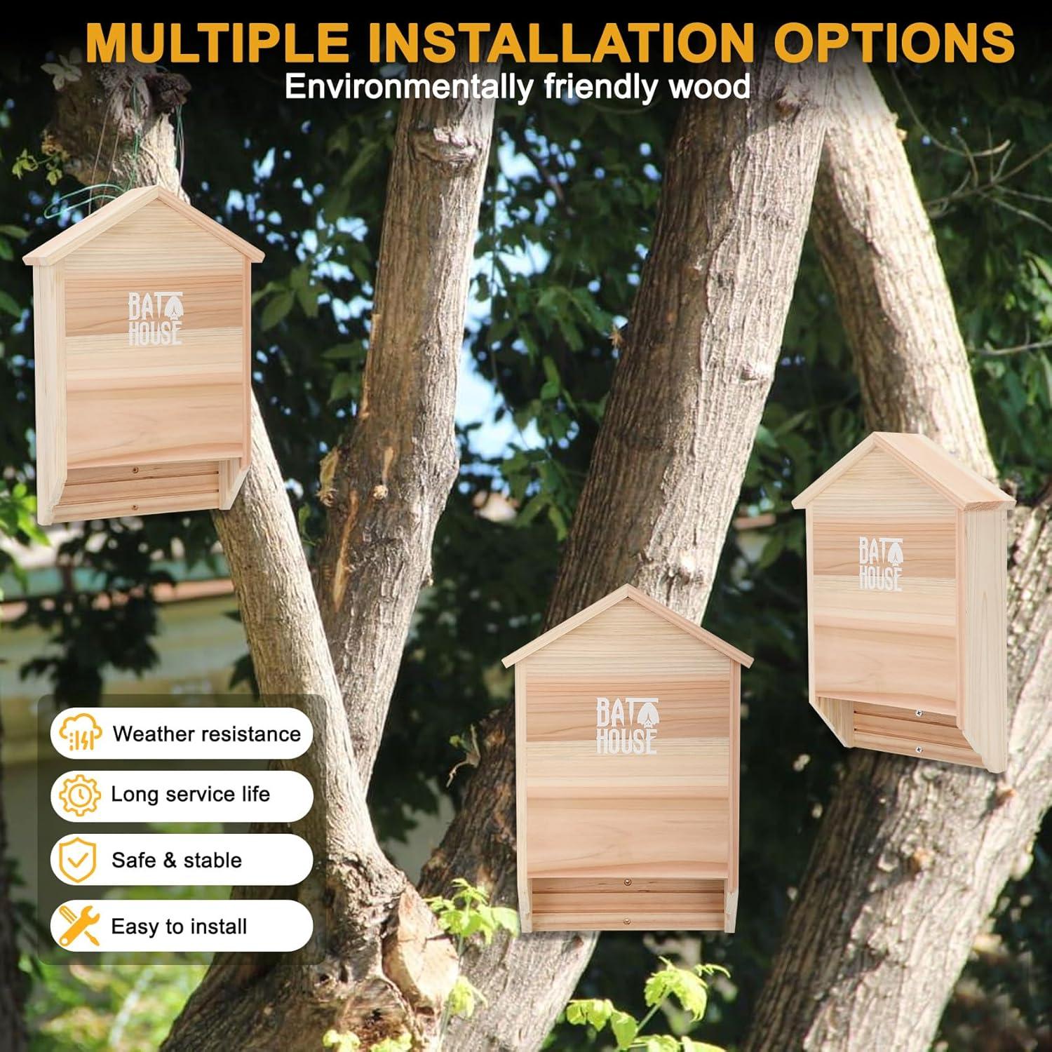 Casa para Murciélagos Sobalai de Madera de Cedro 2 Cámaras