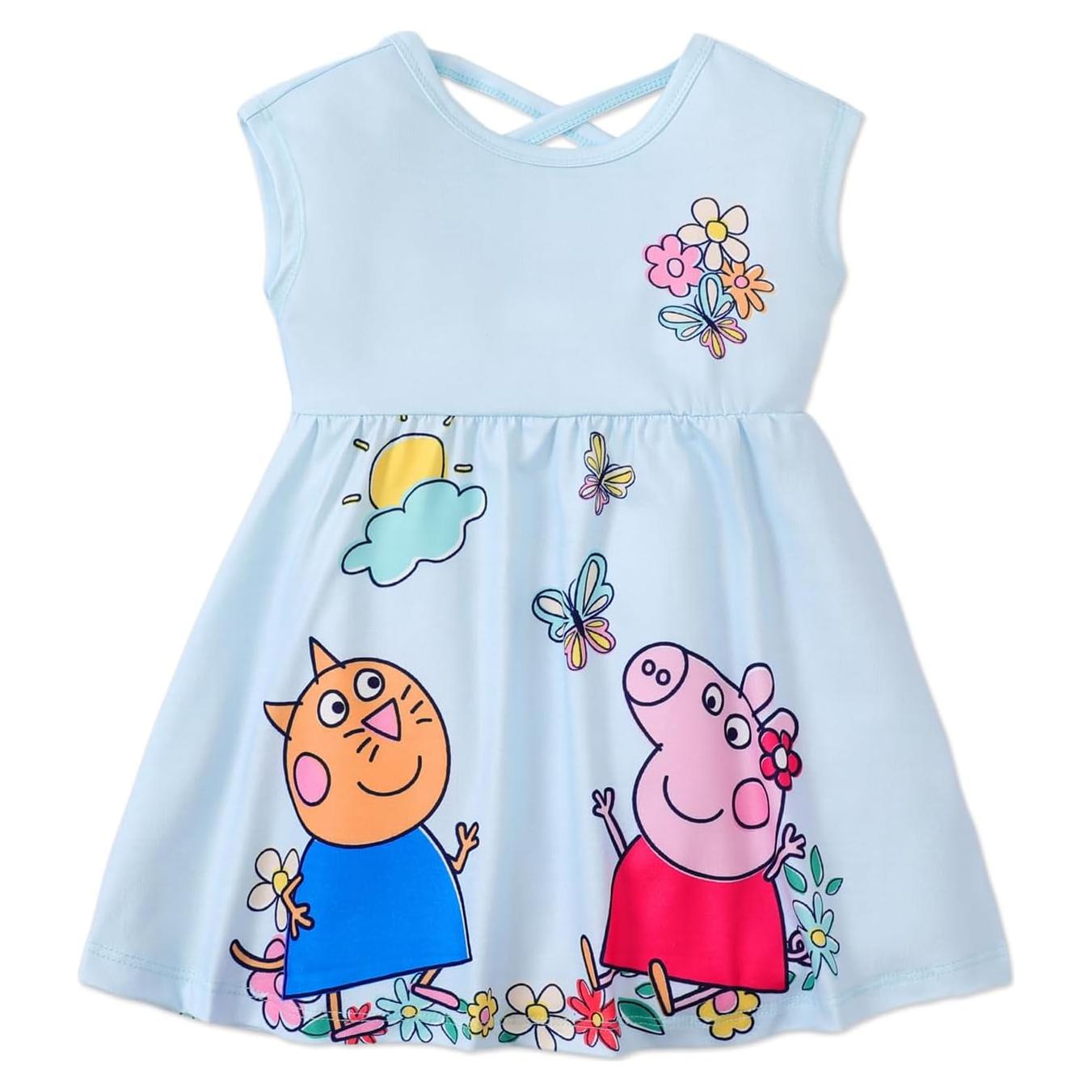 Vestido sin mangas Peppa Pig para niñas 3-4T azul con mariposas