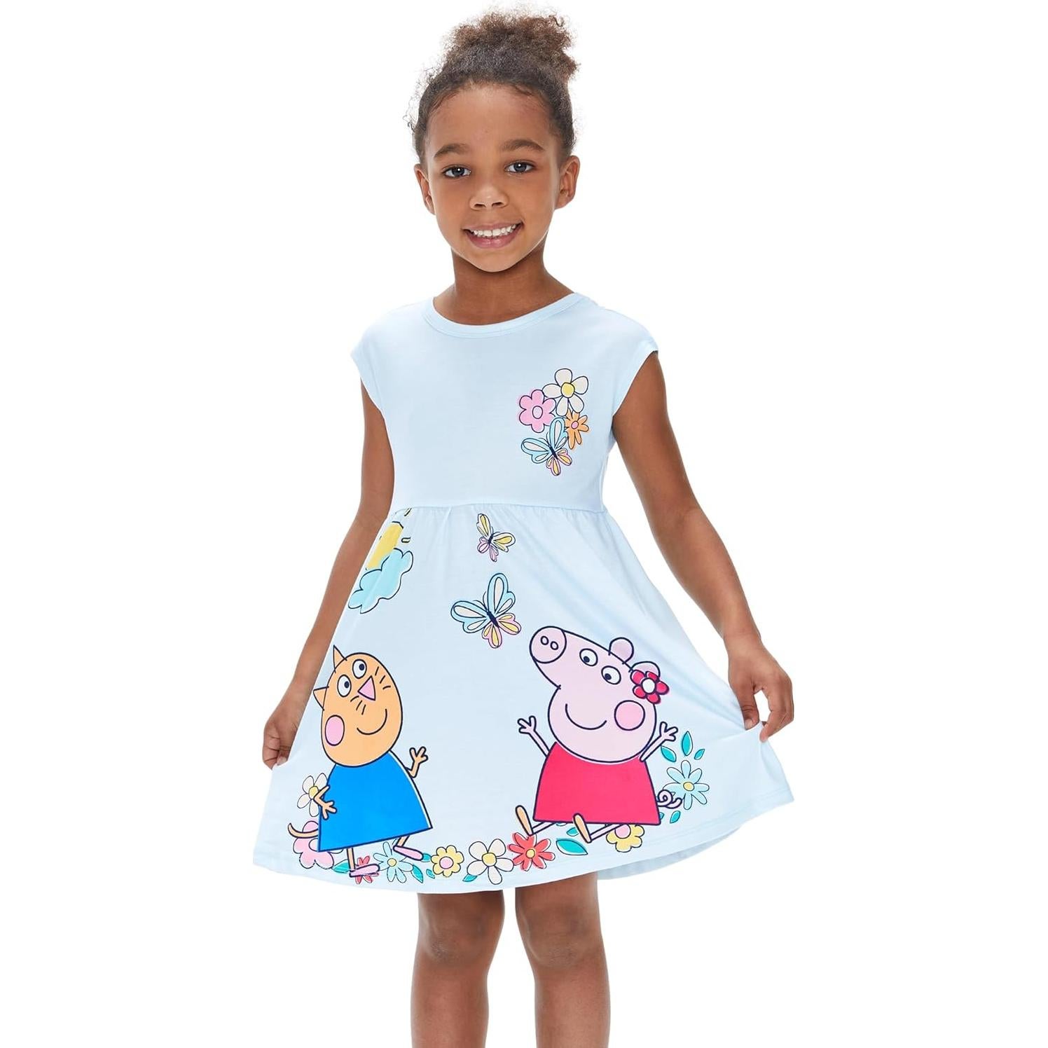 Vestido sin mangas Peppa Pig para niñas 3-4T azul con mariposas