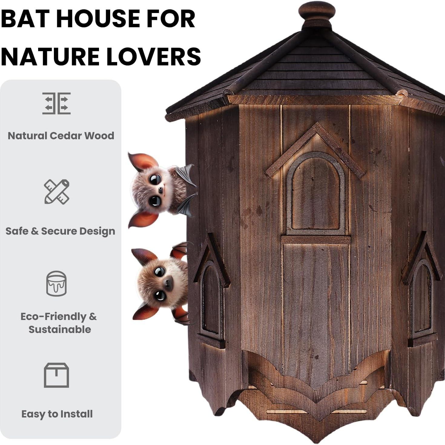 Casa para Murciélagos Ecológica Yiduomile Mediana de Cedro