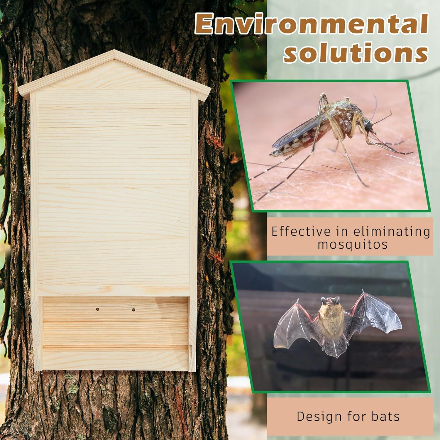 Casa de Murciélagos de Madera Wenqik - Doble Cámara 39.5x23x8cm