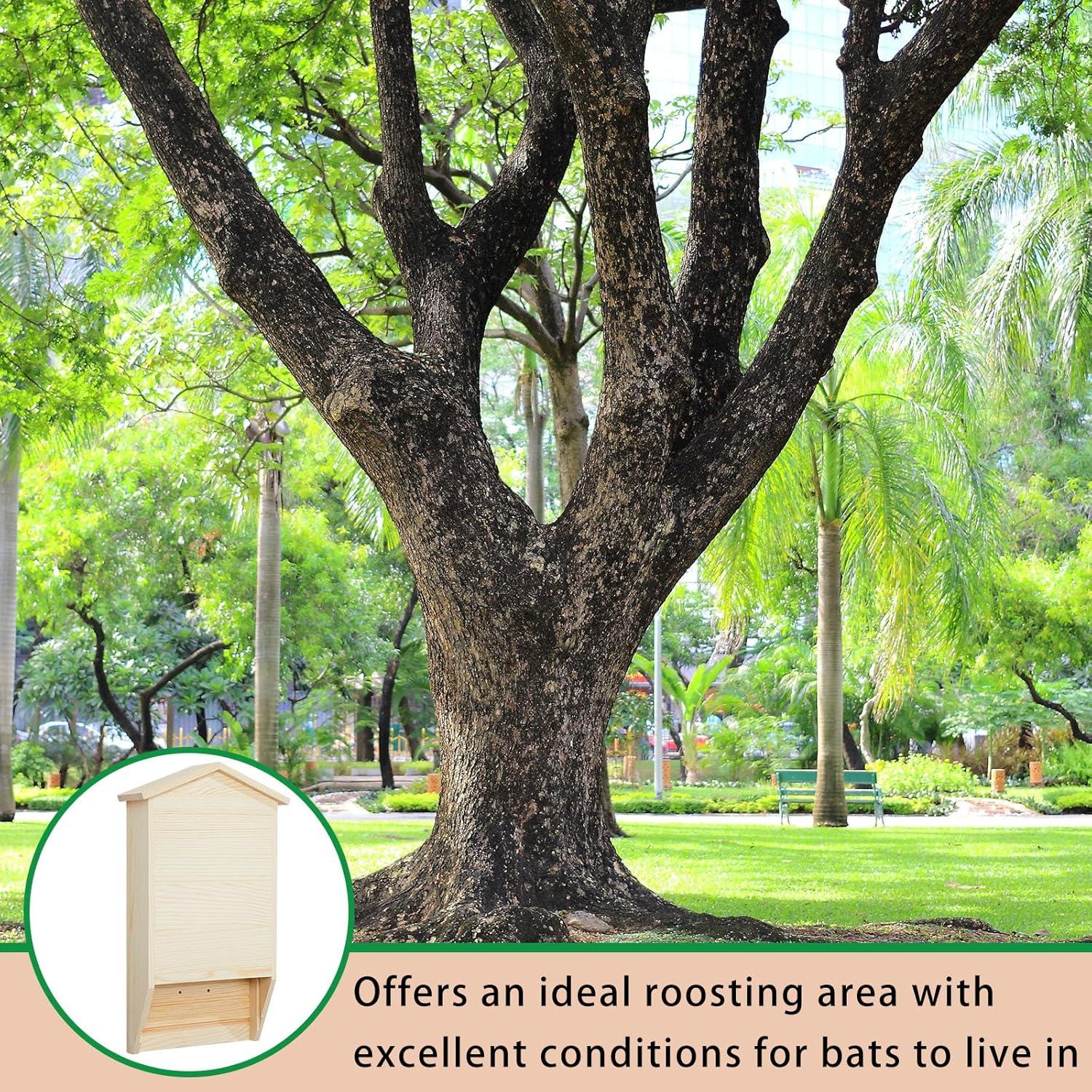 Casa de Murciélagos de Madera Wenqik - Doble Cámara 39.5x23x8cm