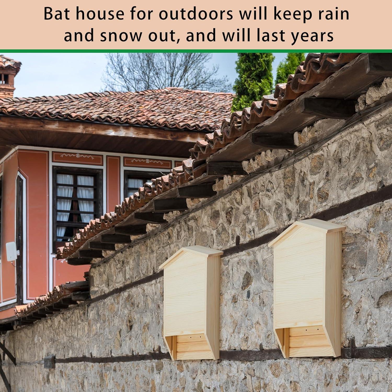 Casa de Murciélagos de Madera Wenqik - Doble Cámara 39.5x23x8cm