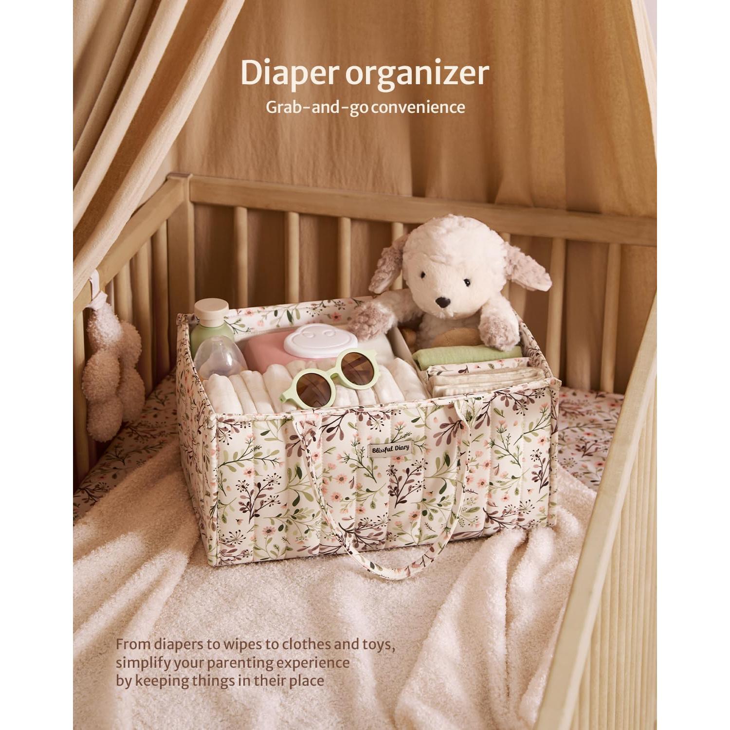 Cesta Organizadora de Pañales Blissful Diary Floral 25.4x38.1 cm